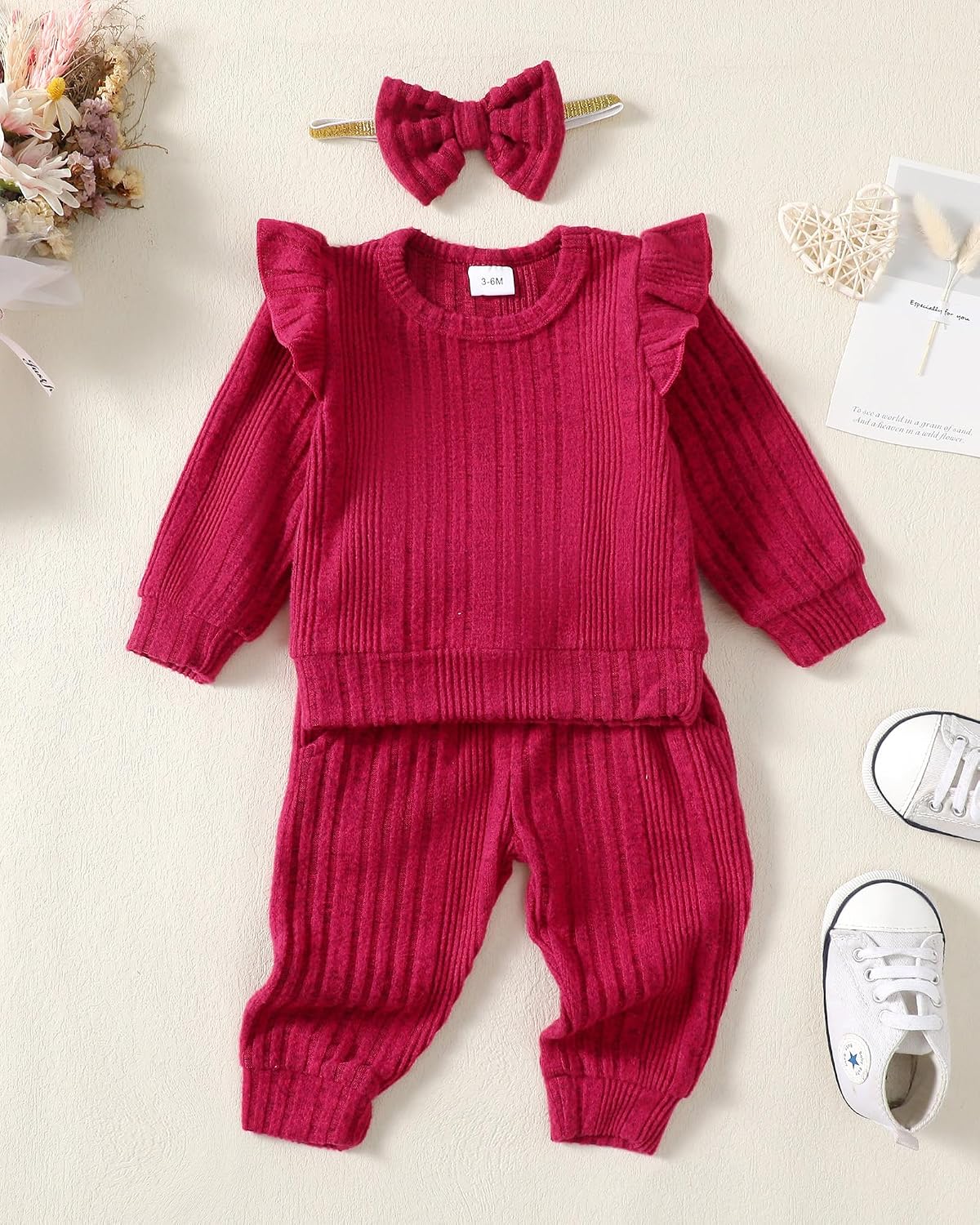 Mioglrie Toddler Baby Girl Clothes Fall Winter Sweatsuit Newborn Sweatshirt Sweat Pant Sets Outfits Infant Girls Clothing
