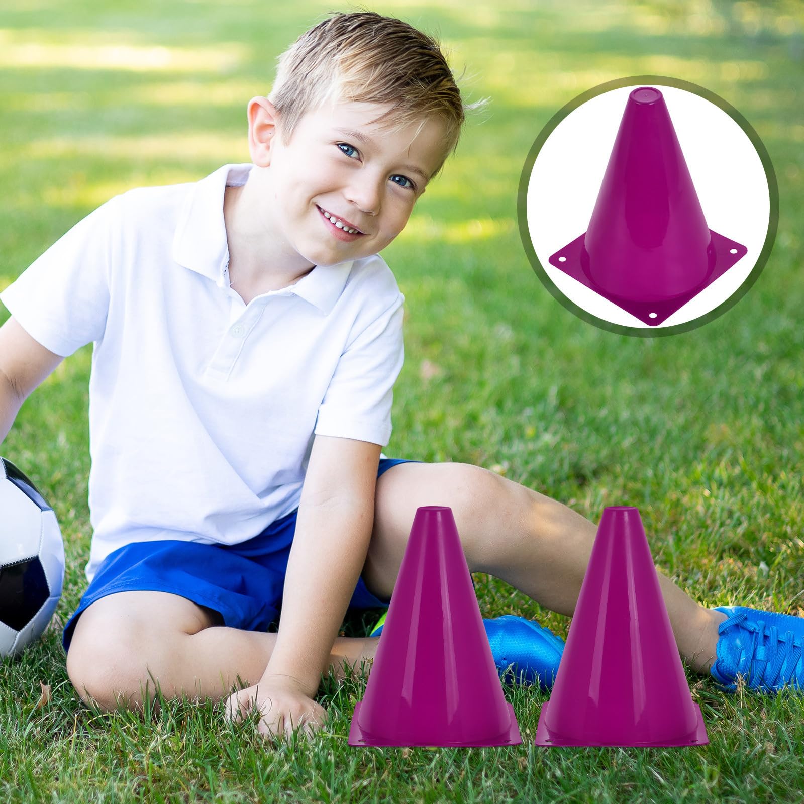 Zerodeko 40 Conos de Entrenamiento de Fútbol de Plástico Púrpura Diseño Fácil de Transportar para Ejercicios y Prácticas Deportivas