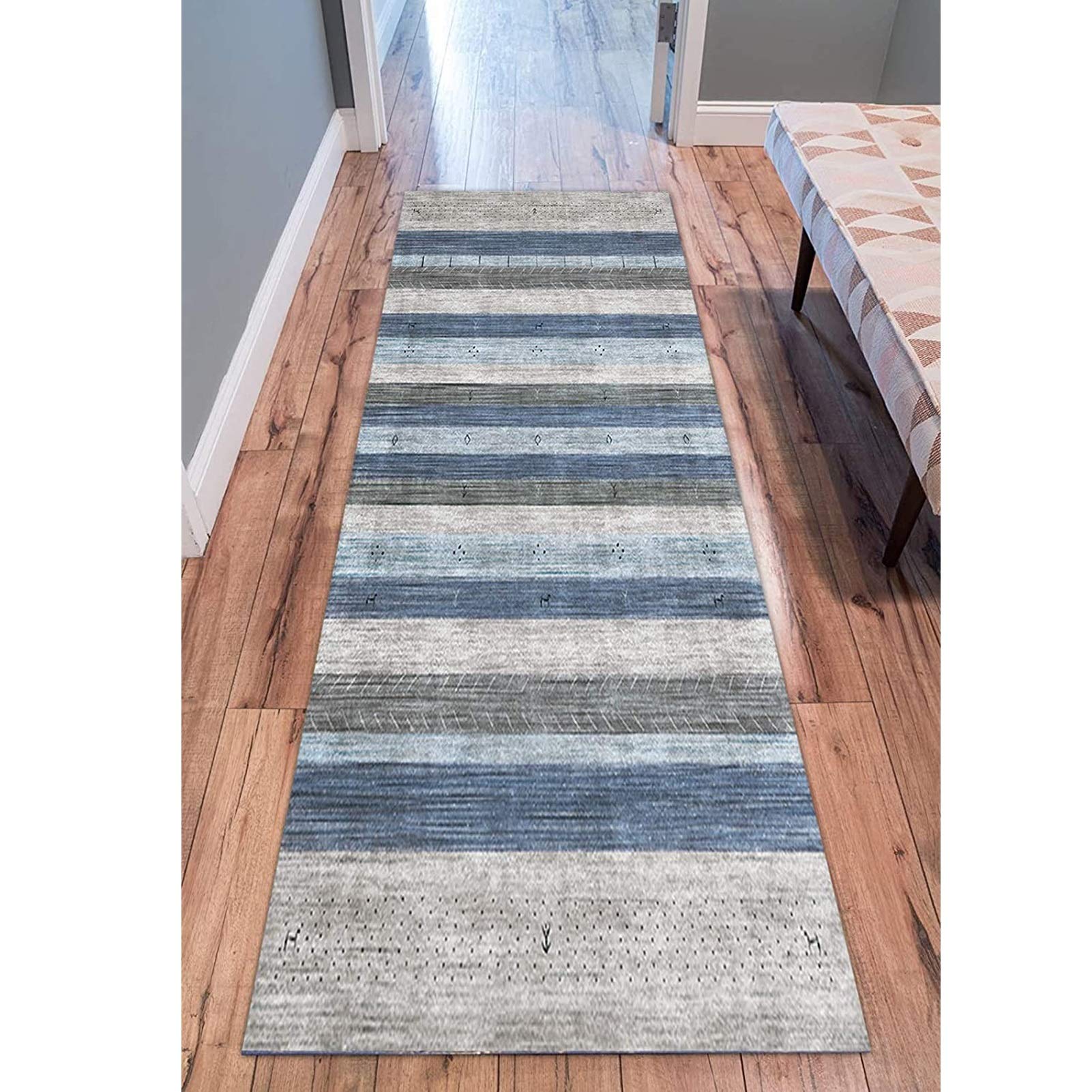YJRBZ Modern Long Gray Blue Non-Slip Carpet Hallway Runner Rugs for Corridor/Kitchen/Stairs - Width 60cm 80cm 100cm 120cm (Size : 100×300cm)
