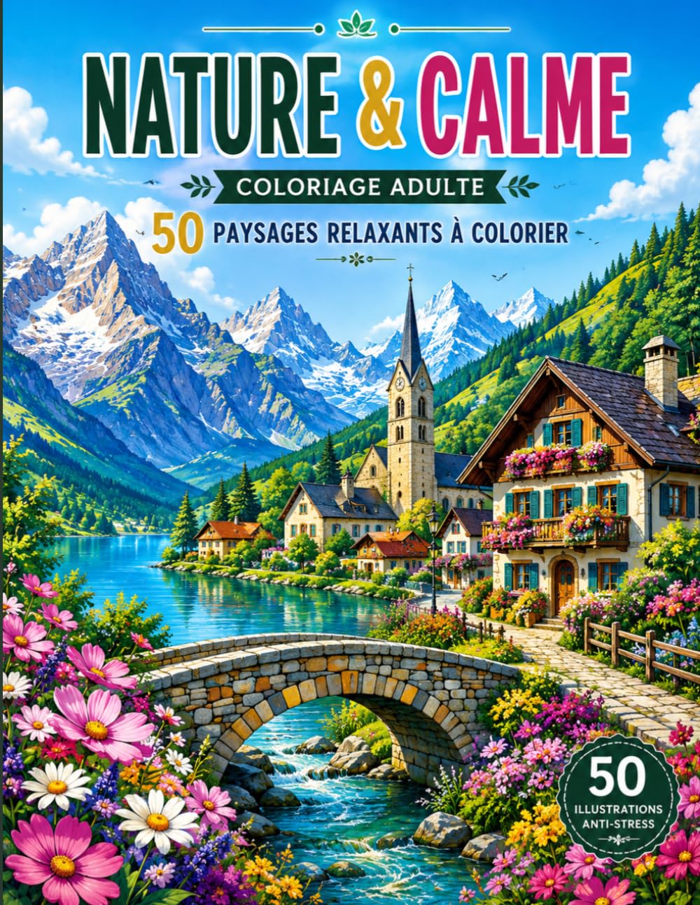 Nature & Calme: Livre de Coloriage pour Adultes – 50 Paysages Magnifiques à Colorier pour Réduire le Stress et Favoriser la Relaxation