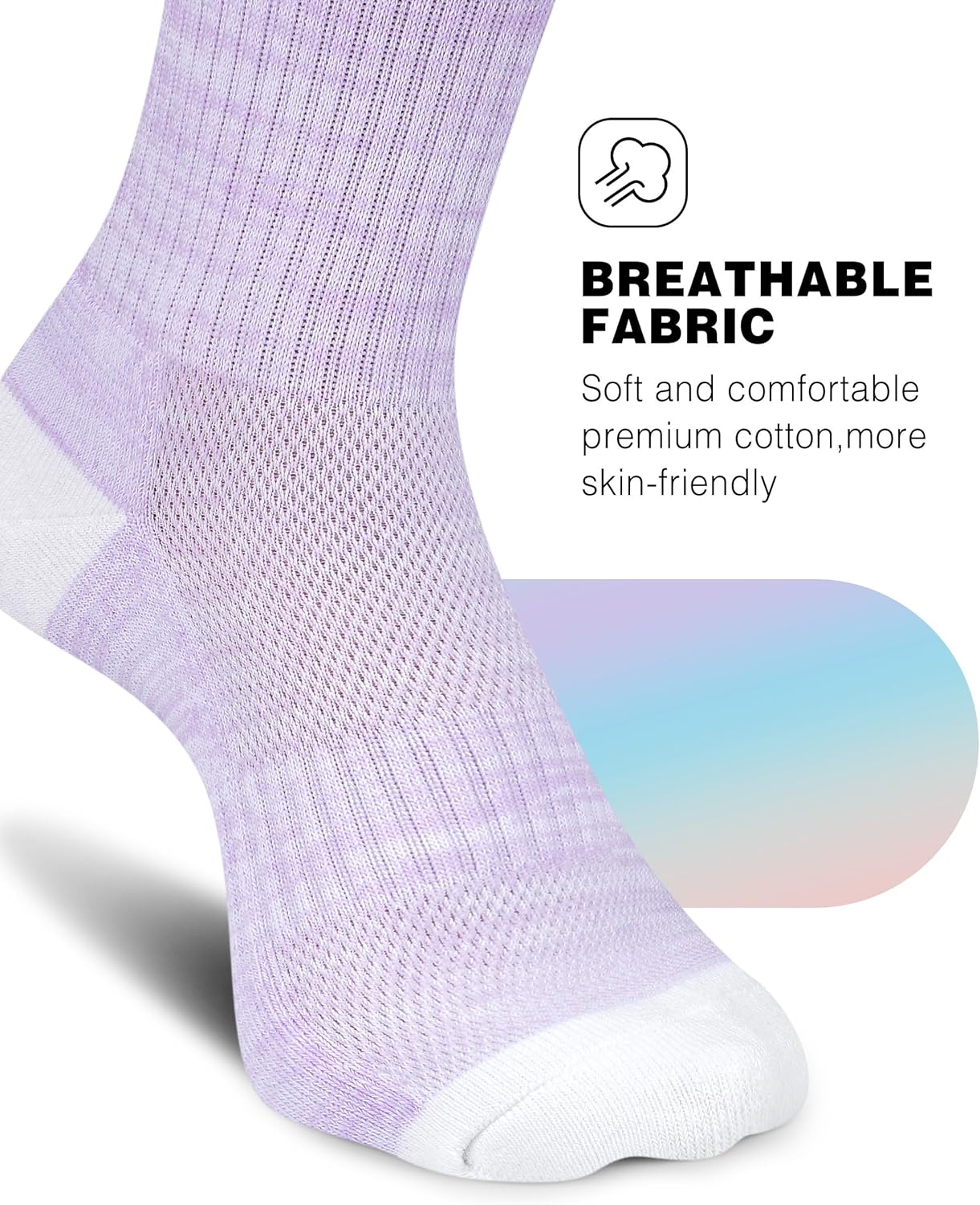 Crew Socks for Women,Athletic Hiking Running Compression Socks with Cushioned Support 3-6 Pairs - Image 9