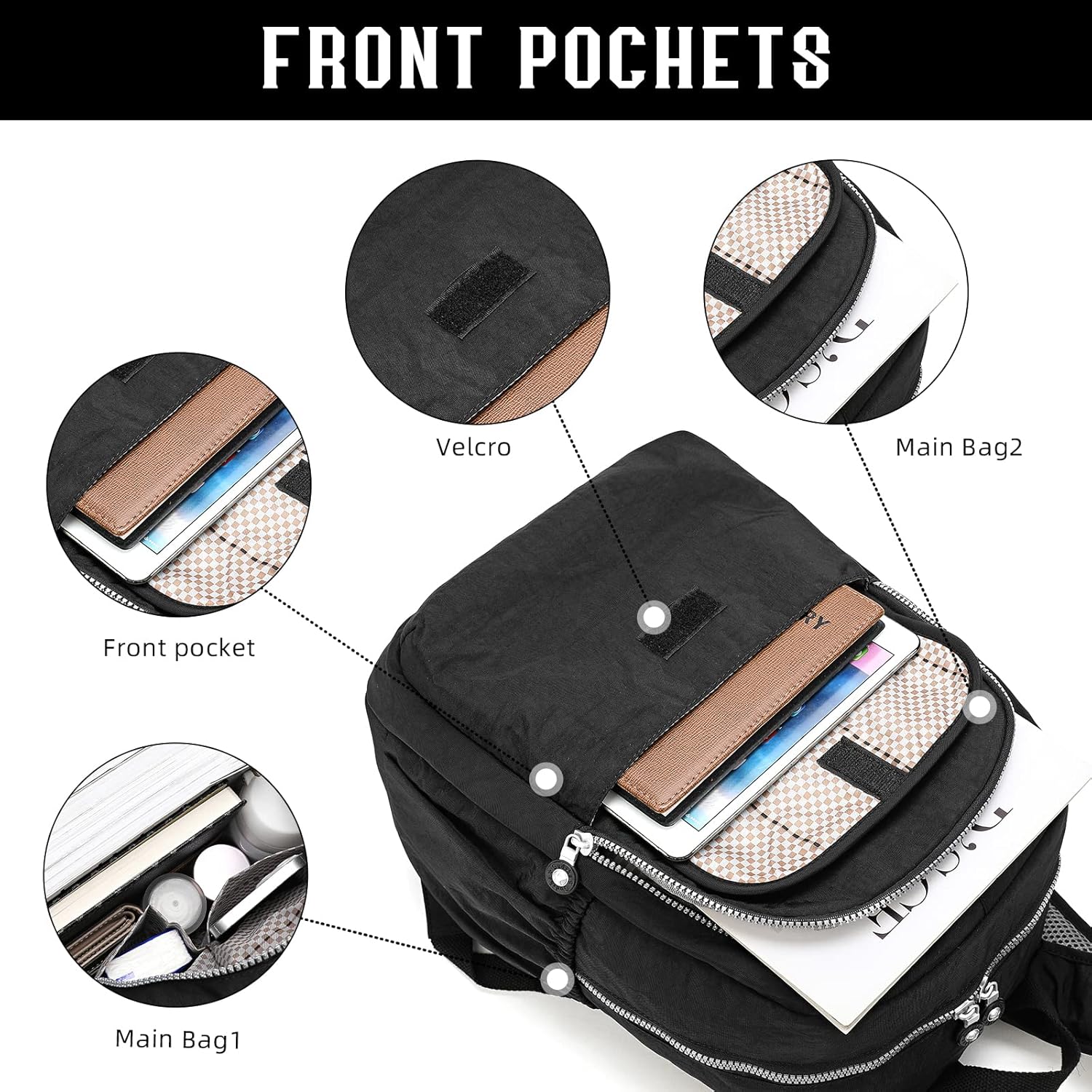 Compact Hiking Nylon Waterproof Laptop Backpack Purse for Women and Men, Small Lightweight Travel Casual Outdoor Dayback - Image 5