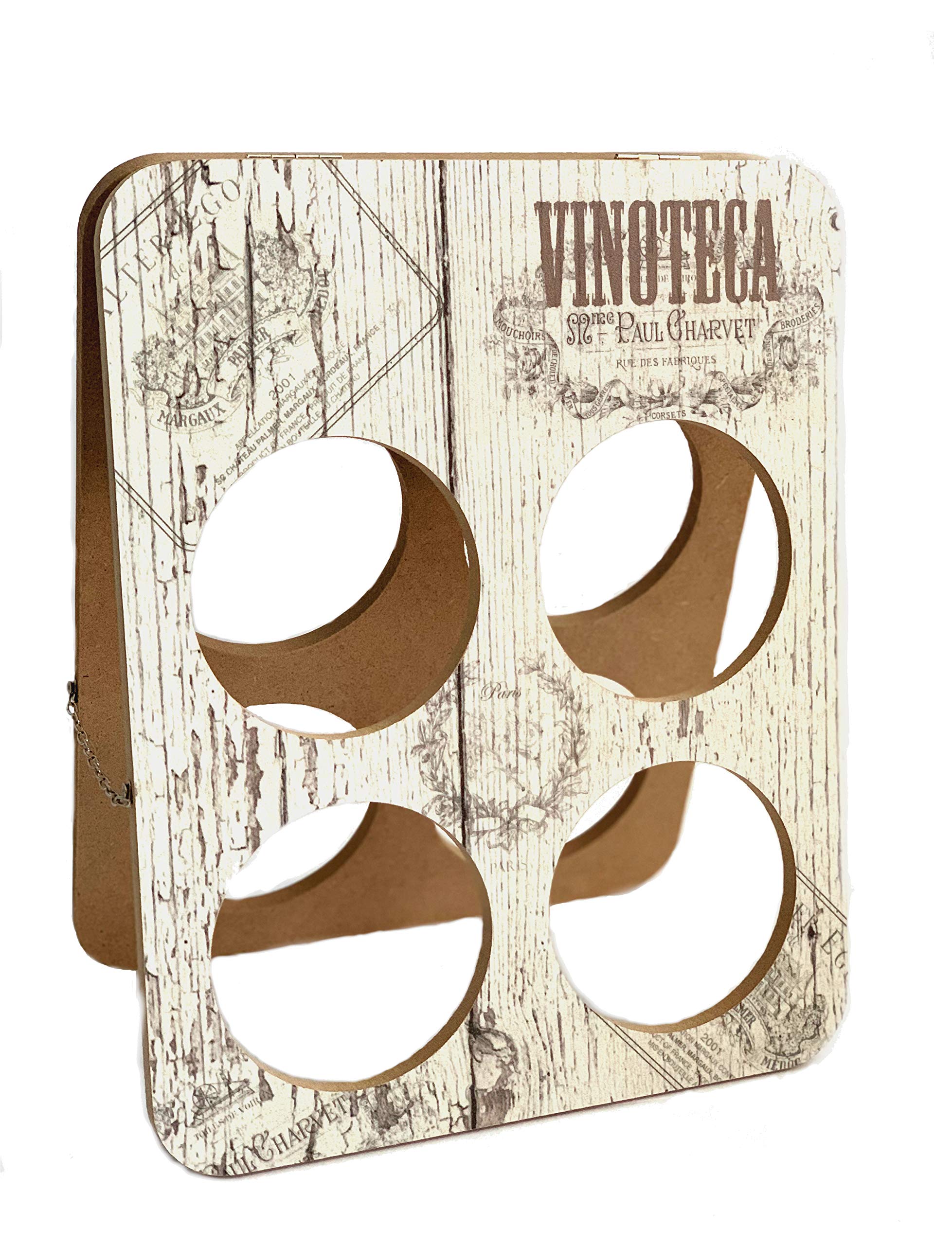 Vinoteca - Botellero para encimera de vino, pequeño, 4 botellas, soporte para almacenamiento de vino, mesa plegable para vino Oenophilia - La mejor idea de regalo para vinos, recuerdos, regalo