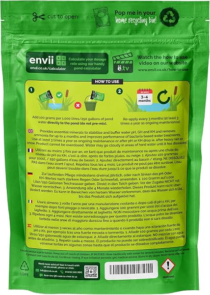 Envii Pond Equaliser – Pond pH Buffer Instantly Balances, and Stabilises pH, KH and GH Levels, Pond Ammonia Remover, Works All Year Round Through Winter - 250g - 2