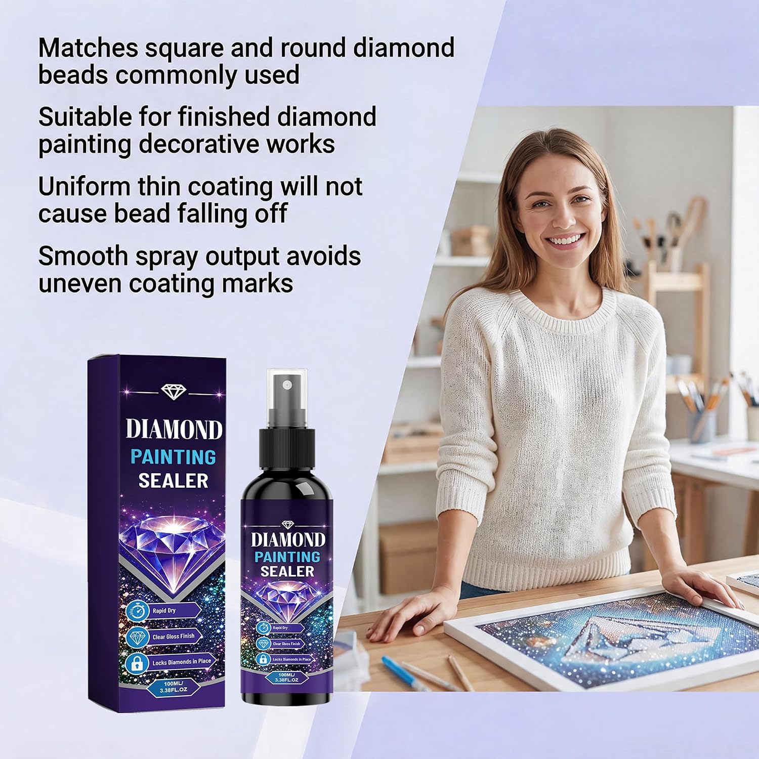 Crystal Painting Sealer Spray, 2027 New Diamond Painting Sealer Spray, 100ml Quick Dry Gloss Finish Sealant for Diamond Art image 5