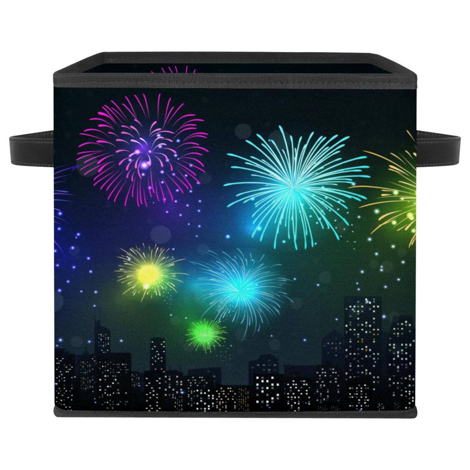 Boîte de rangement pliable cube en tissu avec poignées pour vêtements
