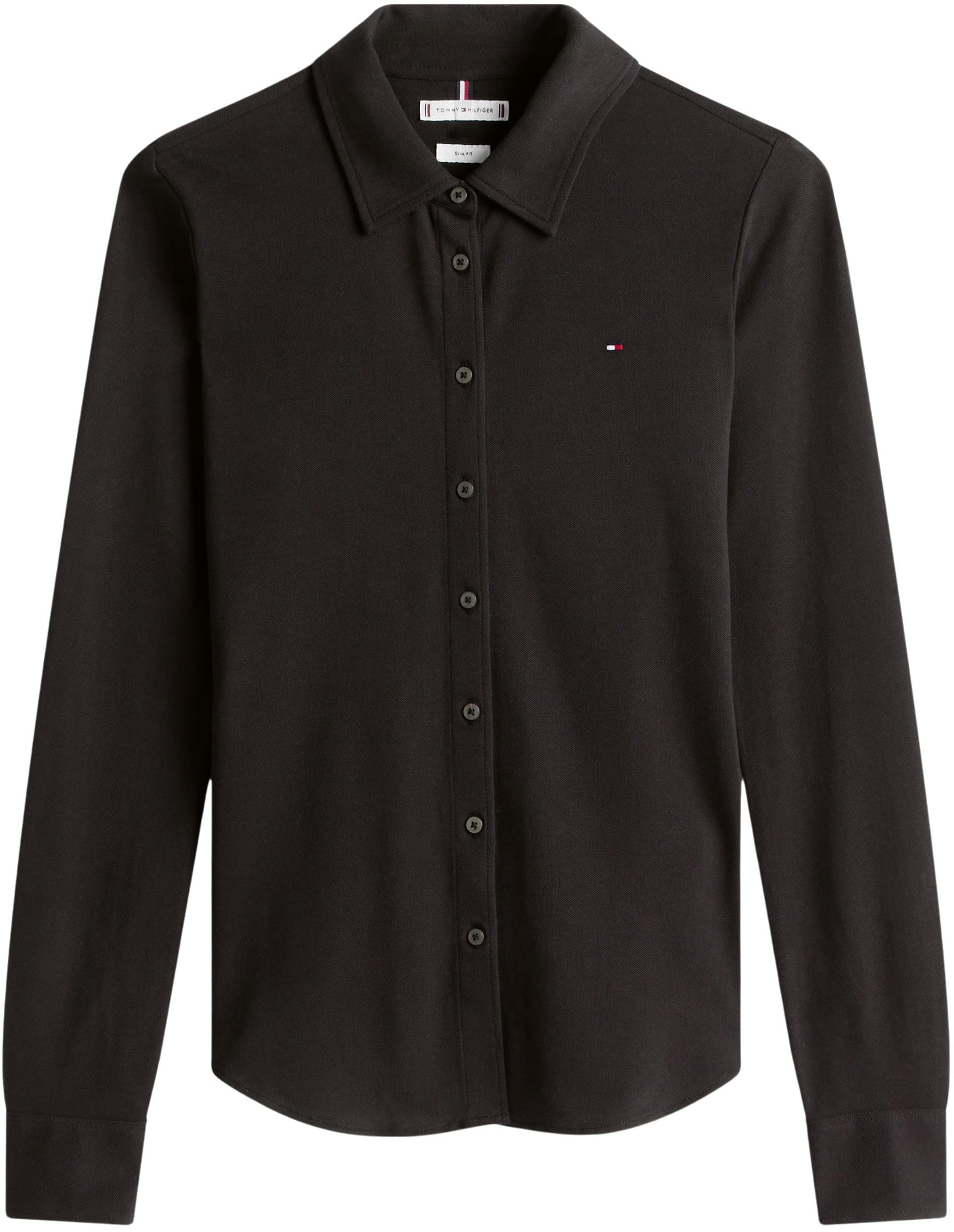 Tommy Hilfiger Damska koszula 1985 Slim Pique BTN Down LS WW0WW43528 L/S, czarna, XXL, czarny (czarny), XXL