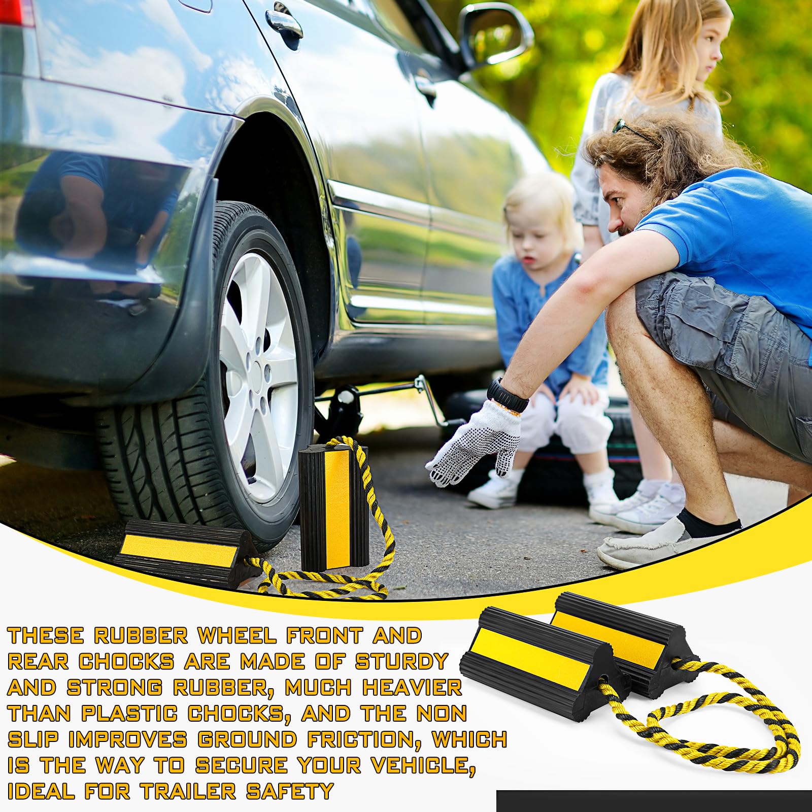 Snapklik.com : Datanly 4 Pair Heavy Duty Rubber Wheel Chock Blocks ...