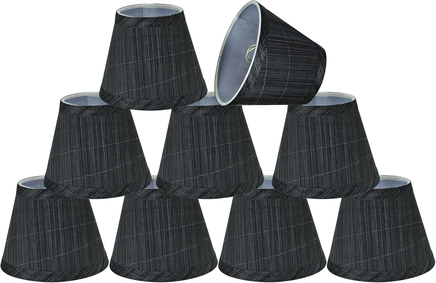 Aspen Creative 32061-9A, Hardback Empire Clip-On Chandelier Lamp Shade, Grey and Black, 3" Top x 5" Bottom x 4" Slant Height, Set of 9