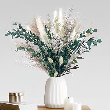 Nature Pampas Grass Boho Natural Dried Flowers Decoration Bouquet DIY Reed Flower Decor for Flower Arrangement, Wedding Decor, Home D cor, Table Living Room Vases Green