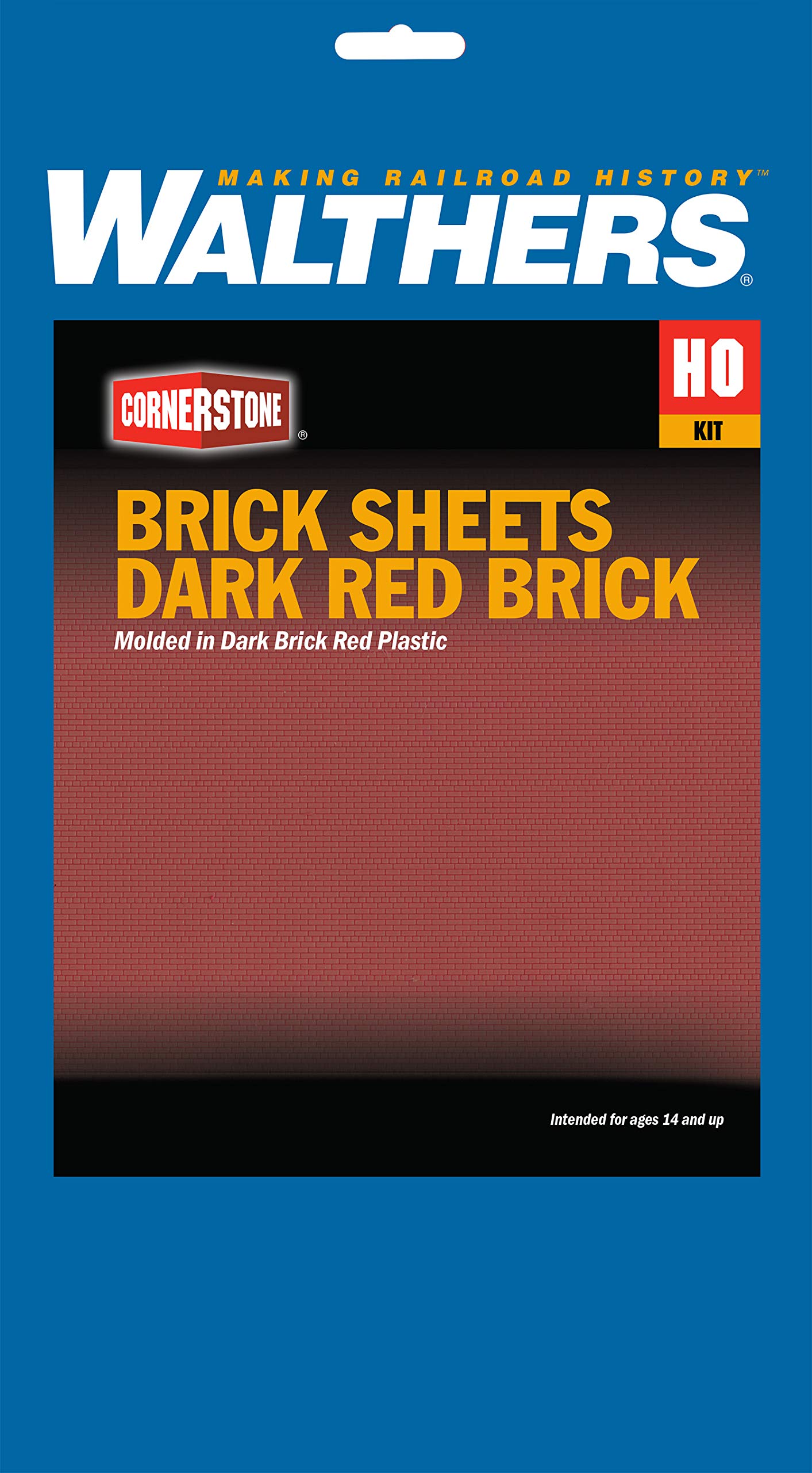 Walthers Cornerstone HO Scale Model Brick Sheet, 4 X 9-3/4" 10.1 X 24.7cm, Dark Red - Image 2
