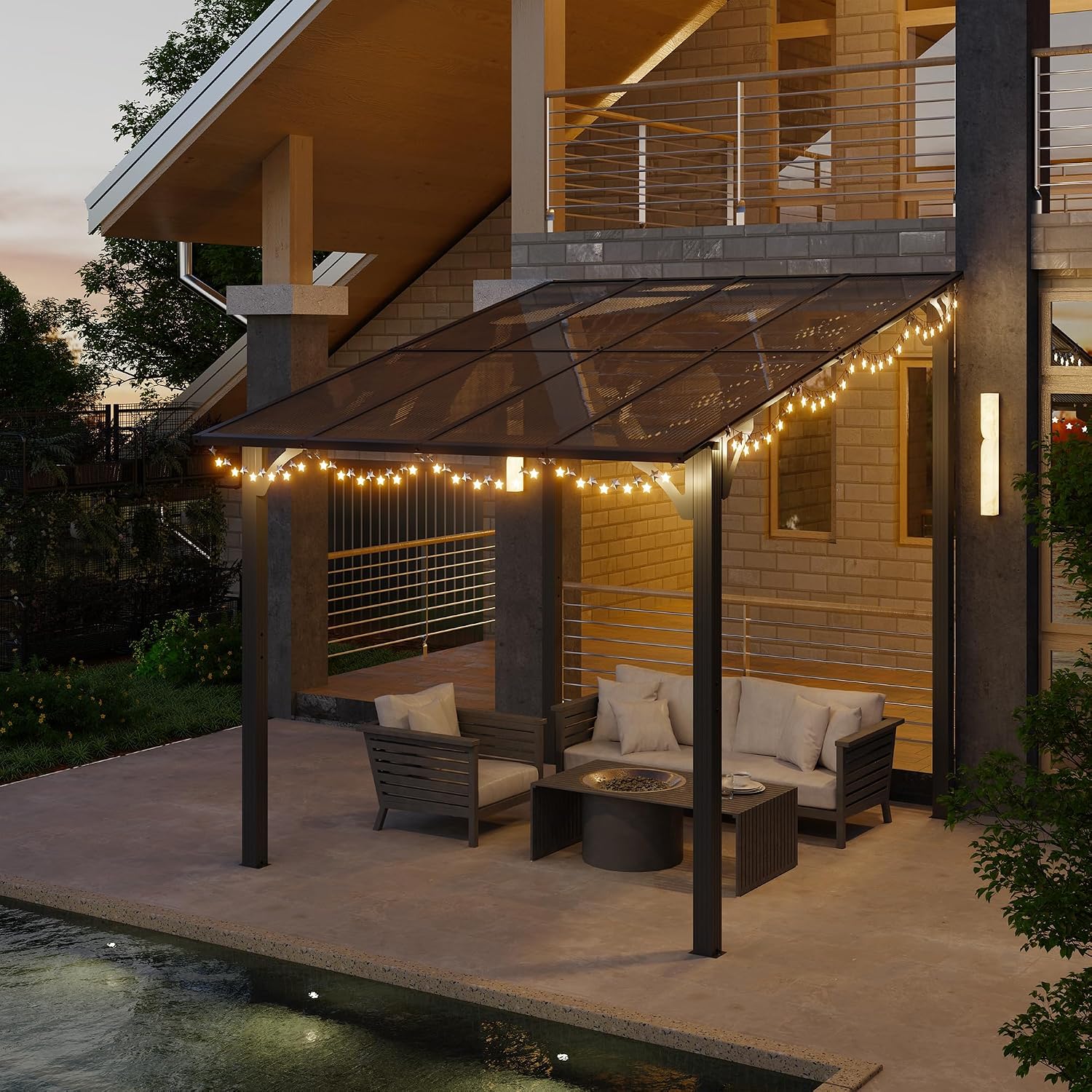 Shintenchi 10’x 8’ Gazebo for Patio on Clearance,Hard Top Lean to Gazebo Pergola with UV Protection Roof,Large Wall-Mounted Heavy Duty Awnings for Patio, Decks, Backyard and More