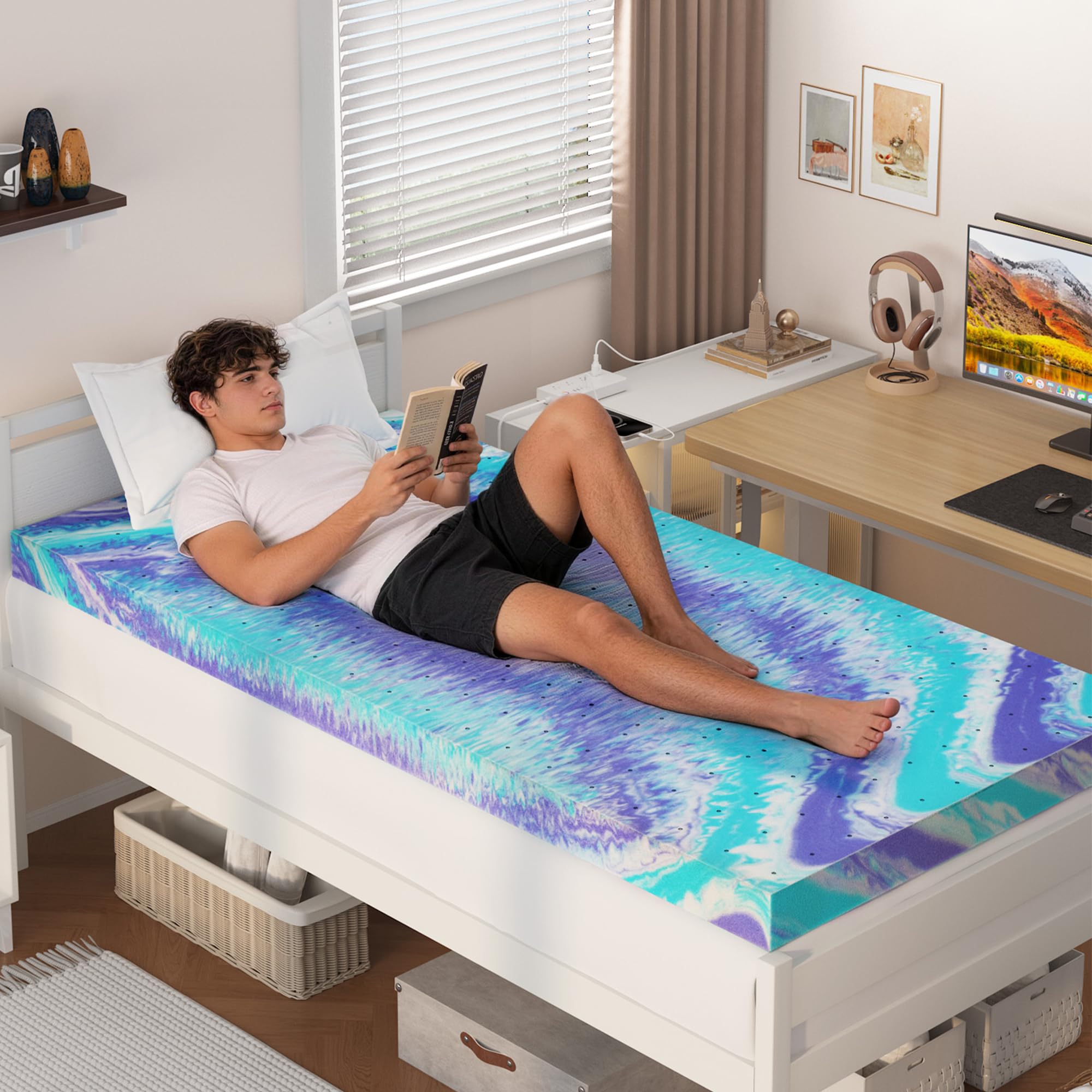 Bedspick 3 Inch Twin XL Mattress Topper Gel Infused Memory Foam