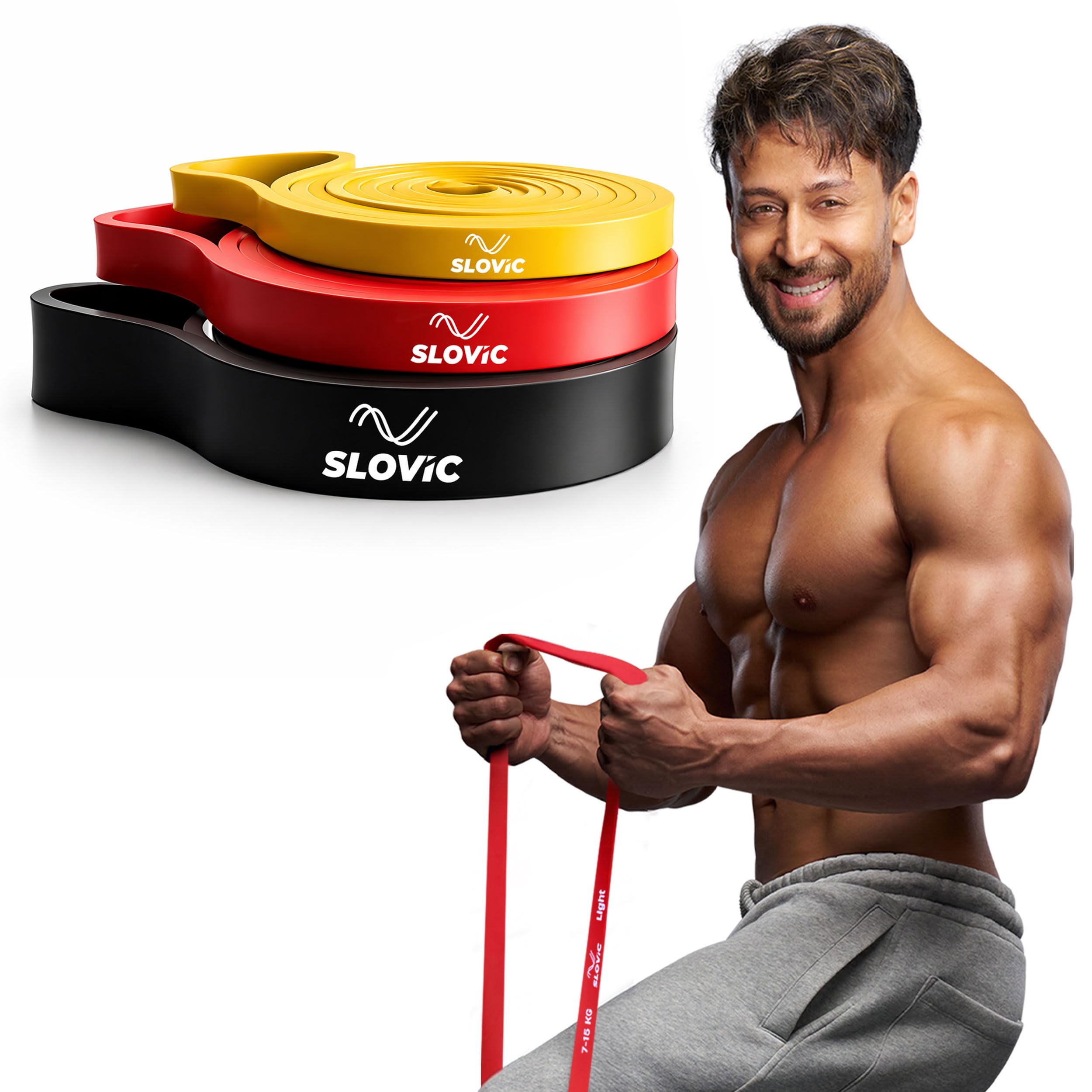 Slovic Latex Resistance Band for Workout Set of 3 Pack of 3 - Image 1