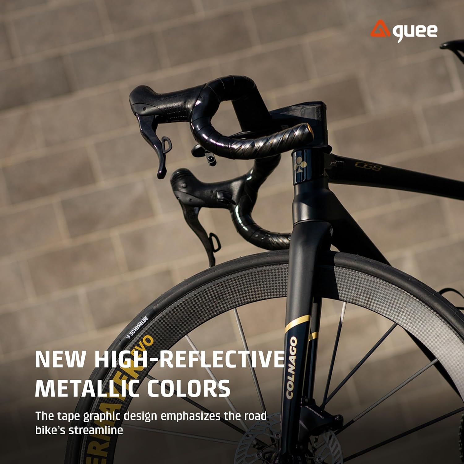 GUEE SL Speed Road Bike Handlebar Tape – Premium PU Leather, Microtex Structure, Shock-Absorbing Foam, Ultra-Light 30g, Anti-Slip Racing Grip (2 Rolls, Wild Gold)