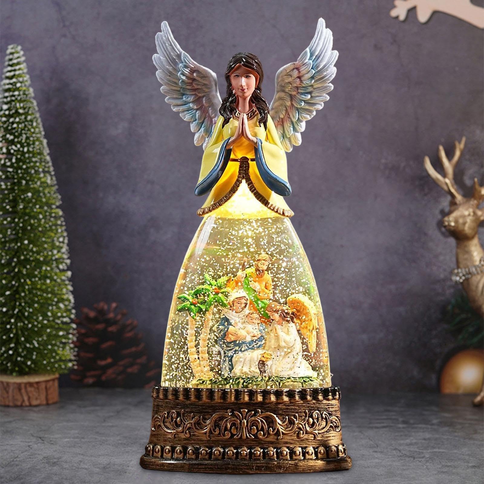 Bola de Nieve Musical navideña, Caja de música, Figura de ángel, decoración navideña Coleccionable, Adorno de Mesa para Fiestas, Style B