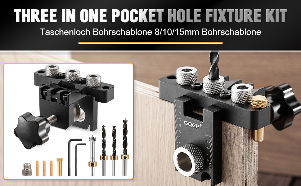 3-in-1 Dowel Jig Kit, Self Centering Doweling Jig for Straight