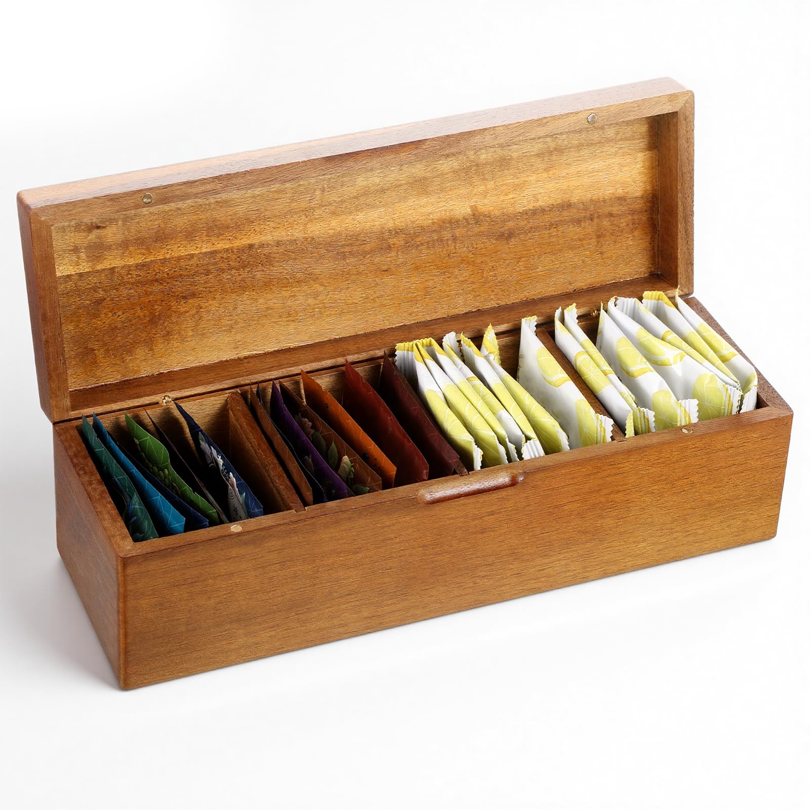 Organisateurs de sachets de thé en bois d'acacia - Boîtes de rangement pour sachets de thé, sachets de thé, boîtes de rangement pour sachets de thé, boîtes à thé, boîtes à thé, boîtes de rangement de