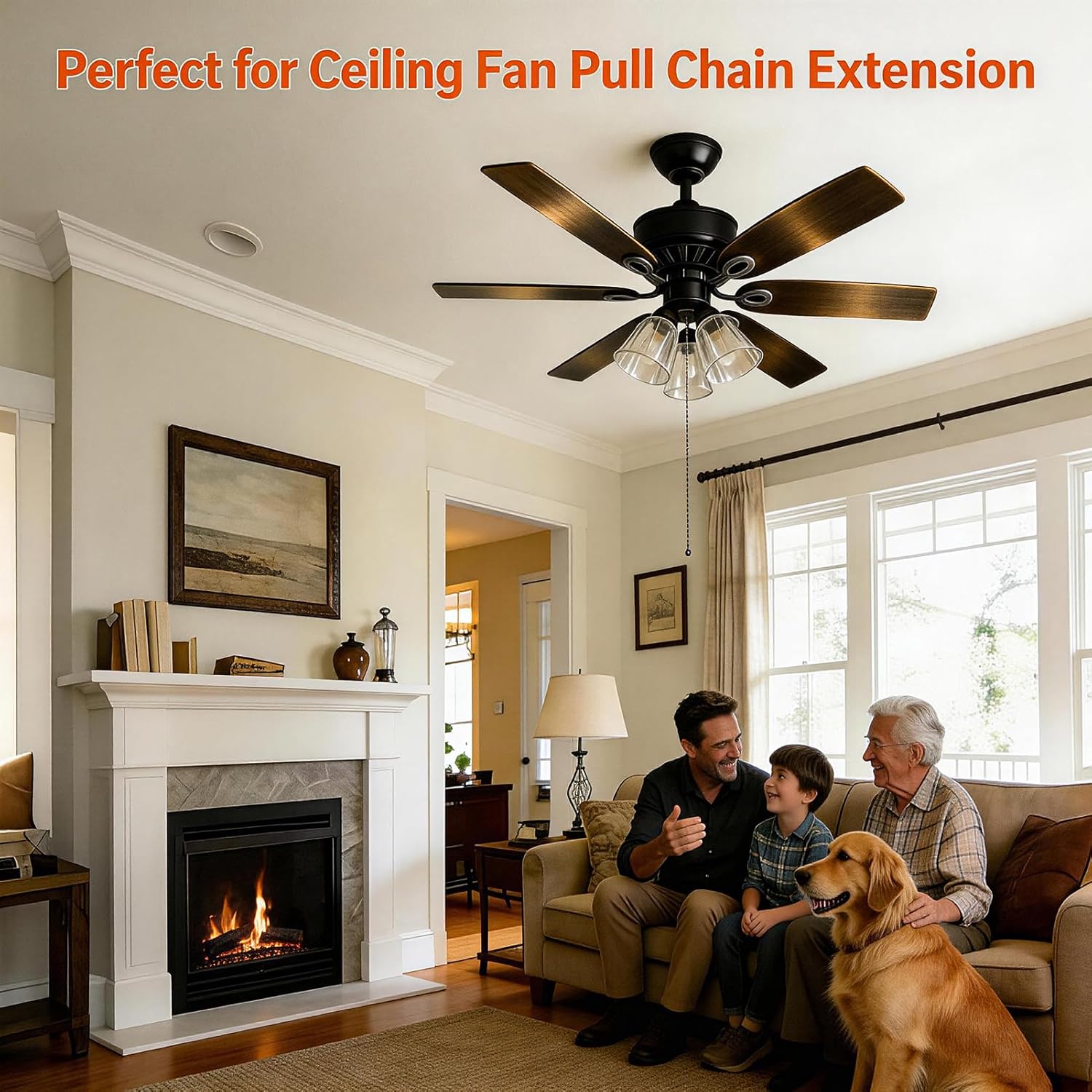 Bead Diameter 5mm, 394" Ceiling Fan Pull Chain Extender - Stainless Steel Ball Chain with 20 Connectors for Fan/Light Fixtures, Lamp, Curtains, Dog Tags,Cut-to-Size