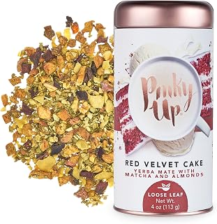 Red Velvet Cake Loose Leaf Tea | Yerba Mate Herbal Tea, 80-85 mg Caffeine Per Serving, Naturally Calorie & Gluten Free | 4 Ounce Tin, 25 Servings