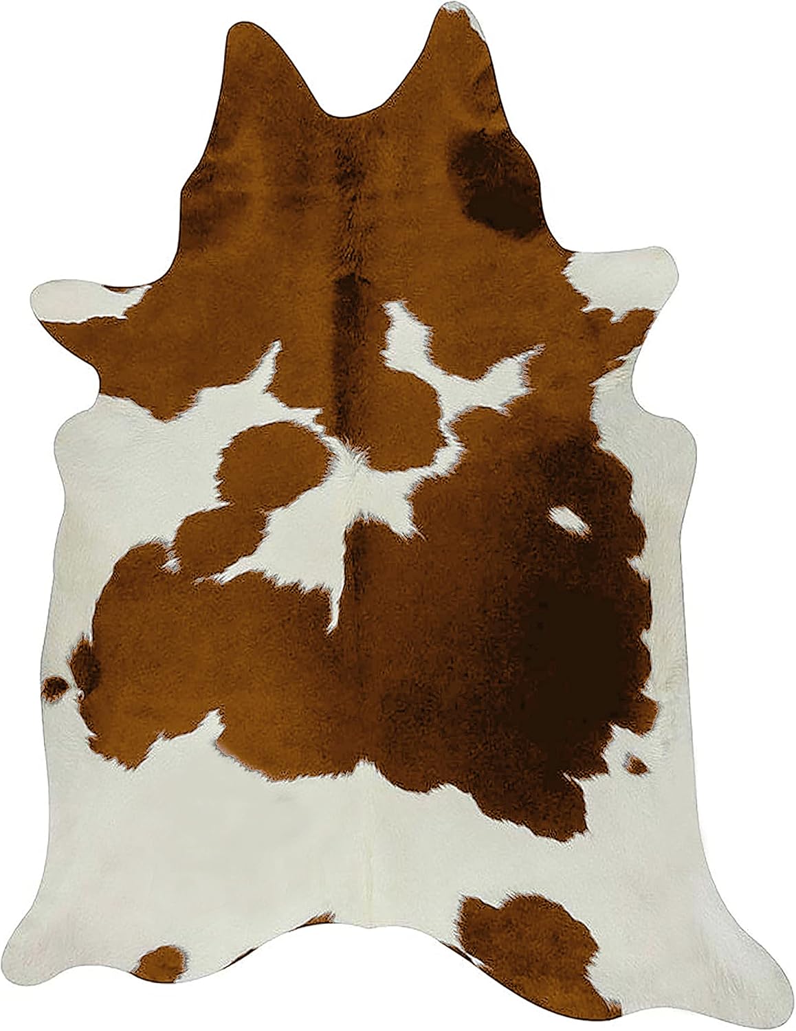 Brown & White Cowhide Area Rug Natural Premium Quality Cow Skin Hair On Leather Rug for Bedroom Décor 5ft x 4ft (60Inch x 48Inch, 152.4CM x 121.92CM) Medium