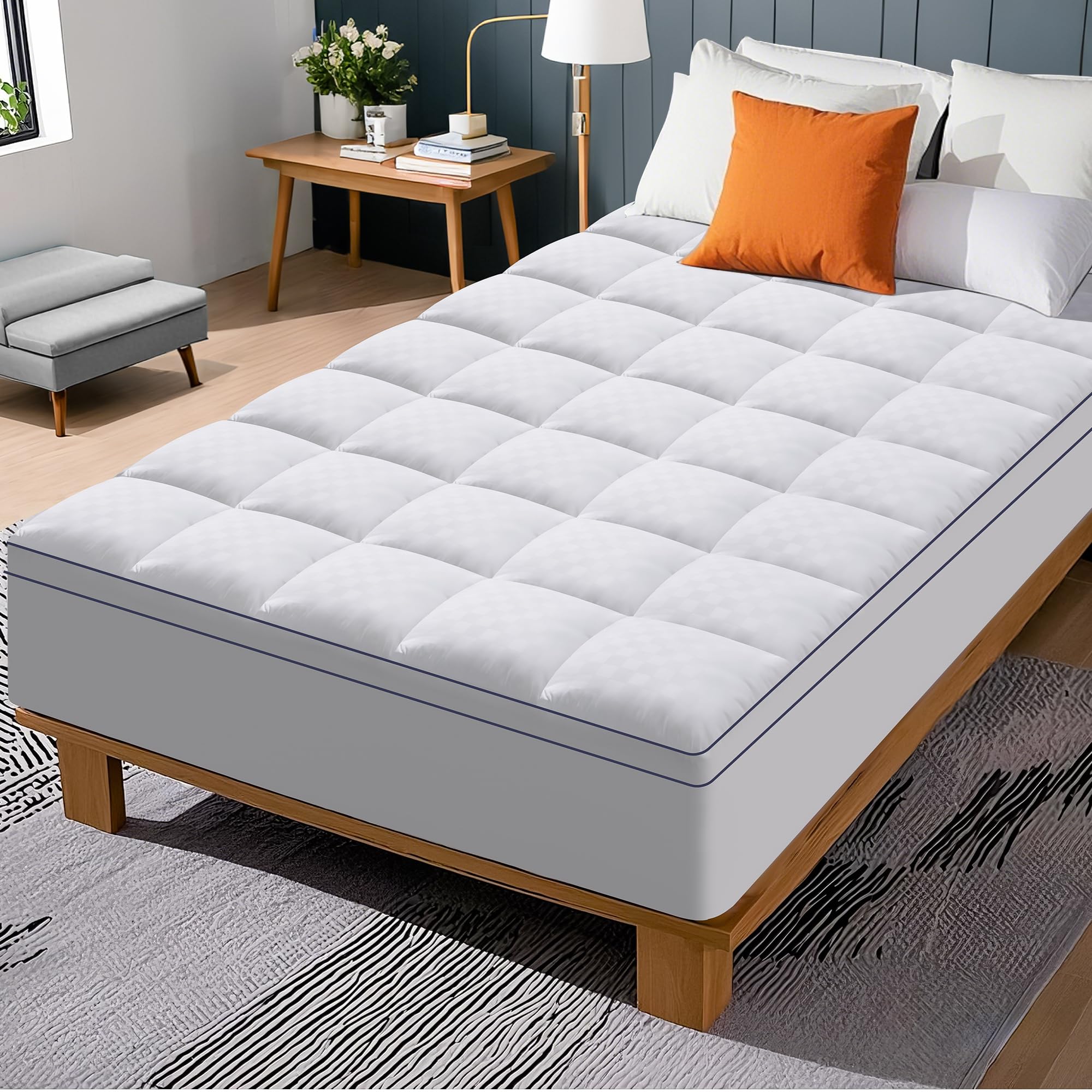 Matratzentopper 90x200cm, Ultraweich Matratzenauflage Hypoallergene | 1000g/m² Matratzen Topper, Maschinenwaschbarer Bezug