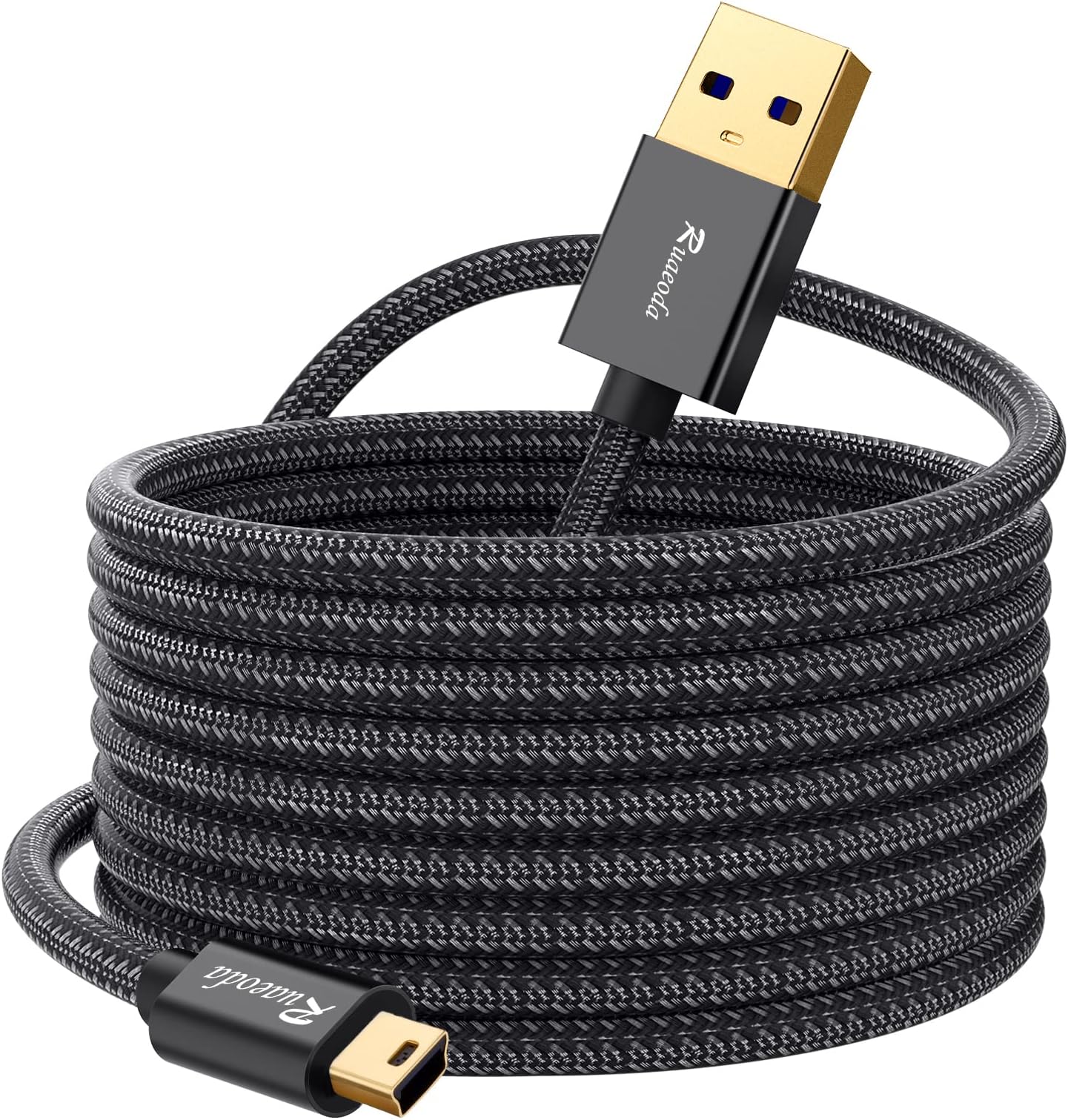 Mini USB Cable 25 ft, Mini USB Charger 2.0 Type A to Mini 5 Pin B Cable Compatible with GoPro Hero 3+, PS3 Controller, Cell Phones, MP3 Players, Dash Cam, Digital Camera, SatNav etc