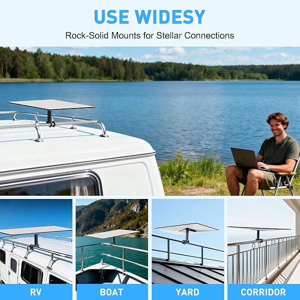 Starlink Gen 3 Mount - Starlink RV Ladder Mount for RV, Yacht & Outdoor, Manganese Steel Rust-Proof Anti-Shake Starlink Mount Compatible with 0.8-1.17in Pipes - 4