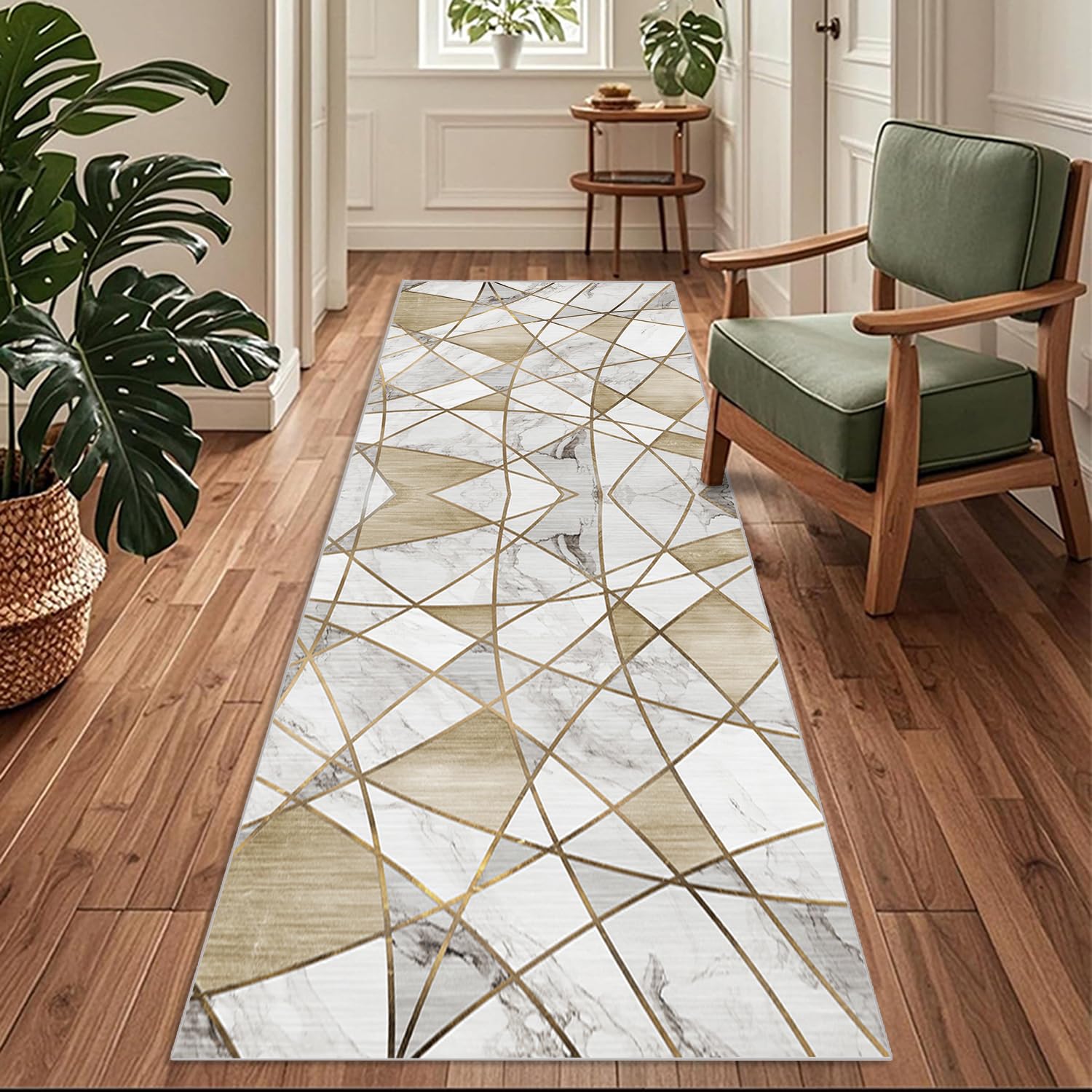 Siunwdiy Brown Carpet Runners for Hallway Non-Slip Area Rug Washable Floor Entryway110x360cm Carpet for Hallways Laundry Room Kitchen Bathroom