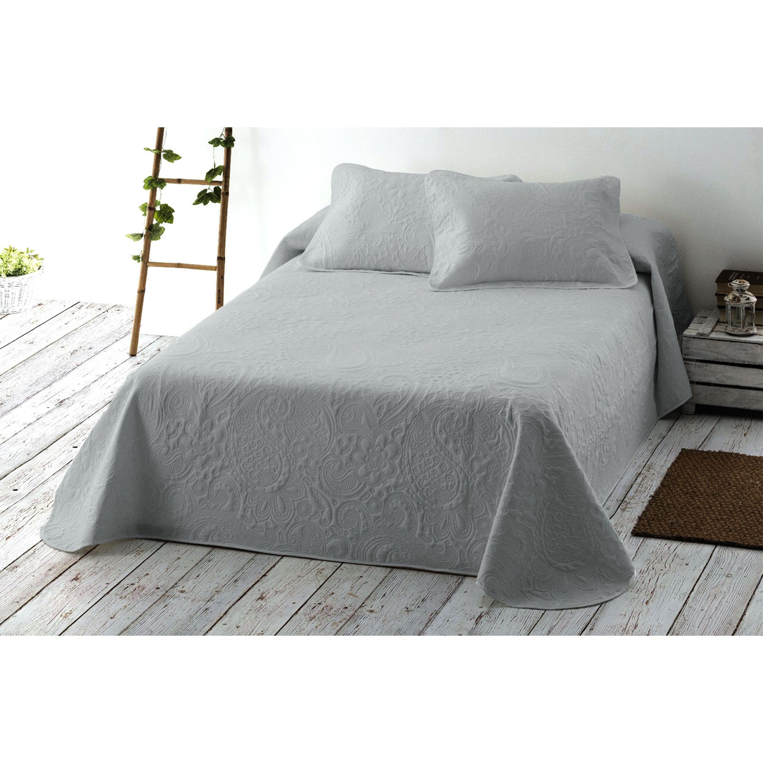 HOMEYA - Colcha bouti para Verano y Entretiempo, 100% Poliester, Colcha Cubre Cama Fina, suava, 230x265 Gris Claro para Cama 135 con Dos Funda de Almohada