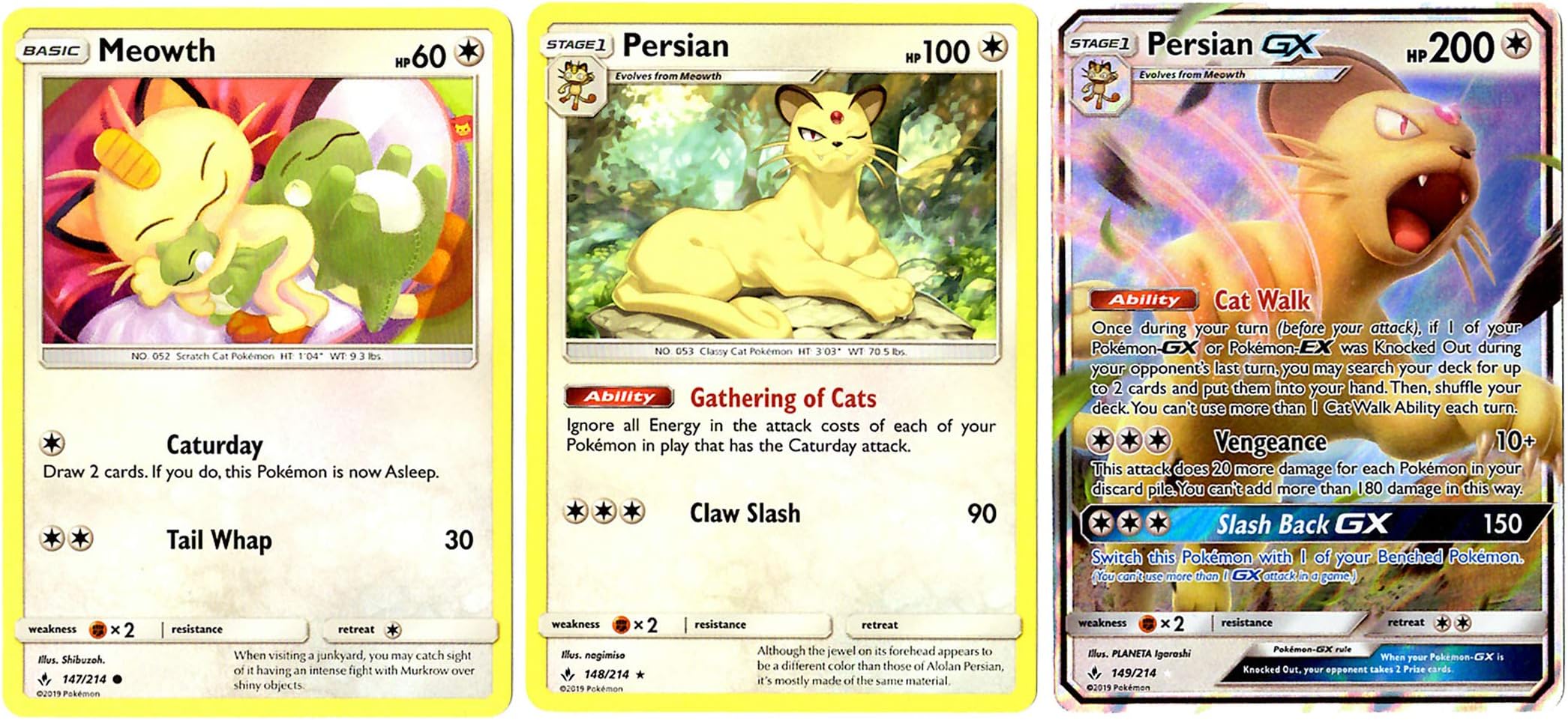 Evolution Card Set - Persian GX 149/214 - Sun Moon Unbroken Bonds - Ultra Rare Card Lot