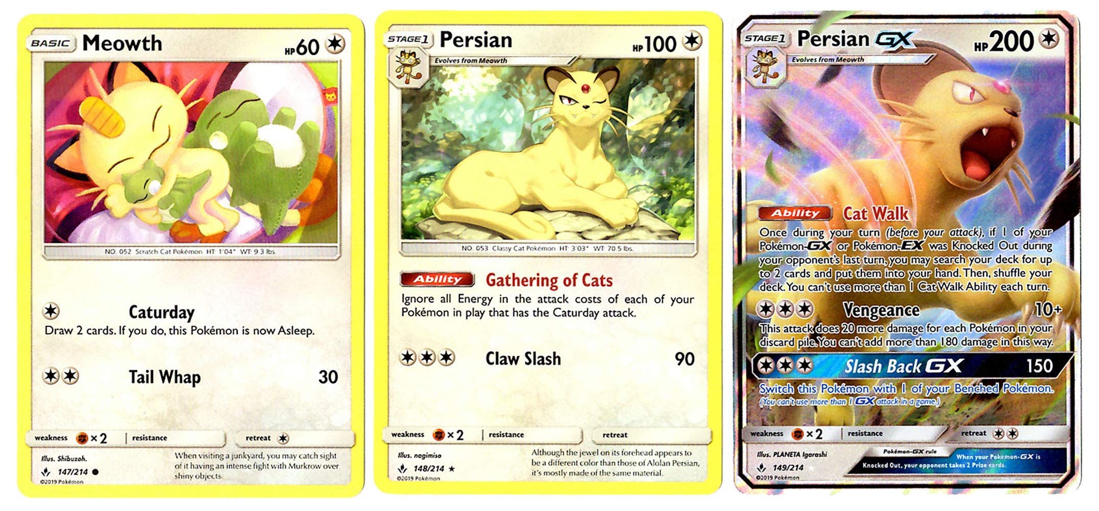 Evolution Card Set - Persian GX 149/214 - Sun Moon Unbroken Bonds - Ultra Rare Card Lot