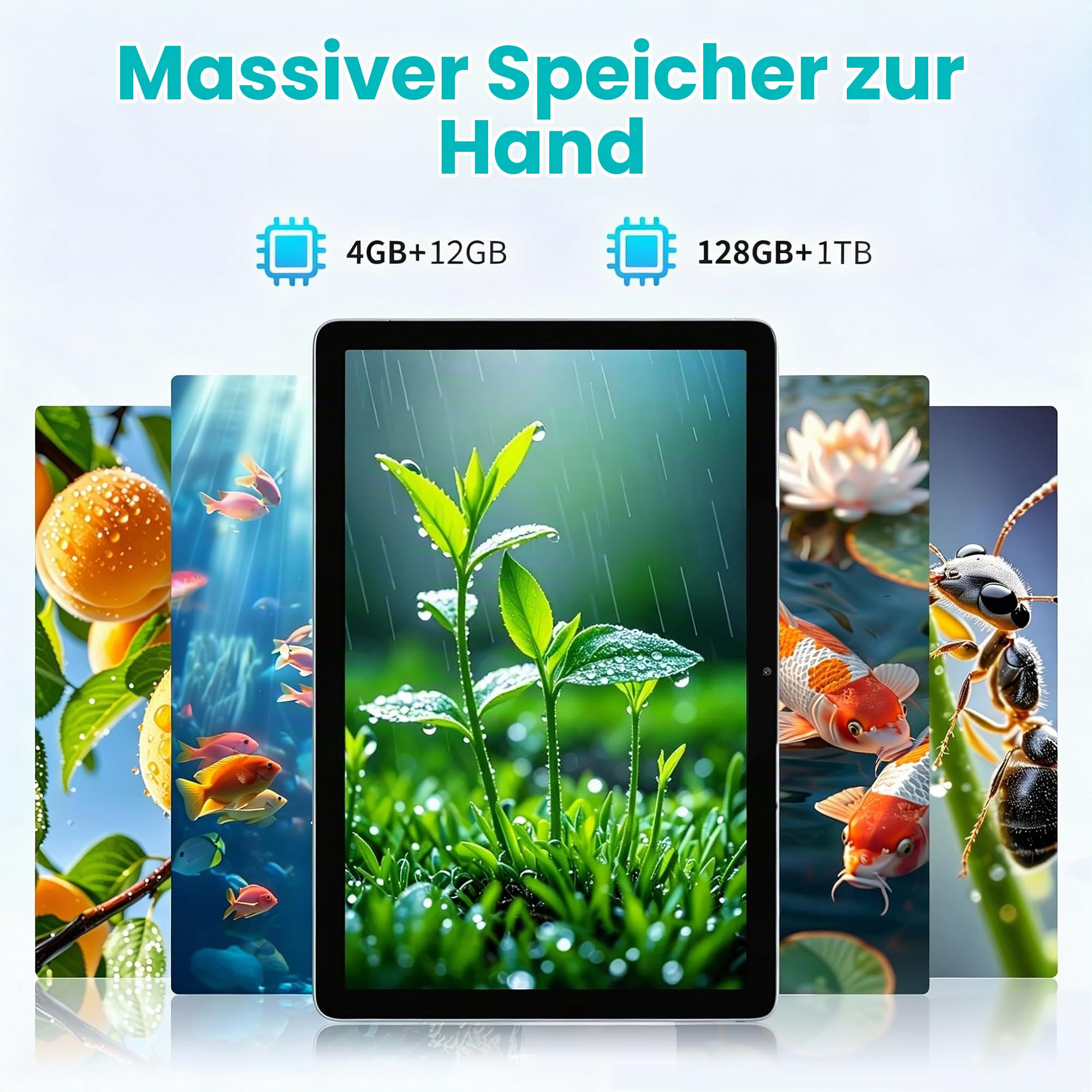 VASOUN Tablet,Android Tablet 10 Zoll,16GBRAM+128GB ROM,1TB Erweiterung,1280 x 800Pixels,2MP+8MP,8000mAh Batterie,Dual Kamera,WiFi Tablet mit Tastatur,Maus/Stift/Schutzhülle/Ladegerät