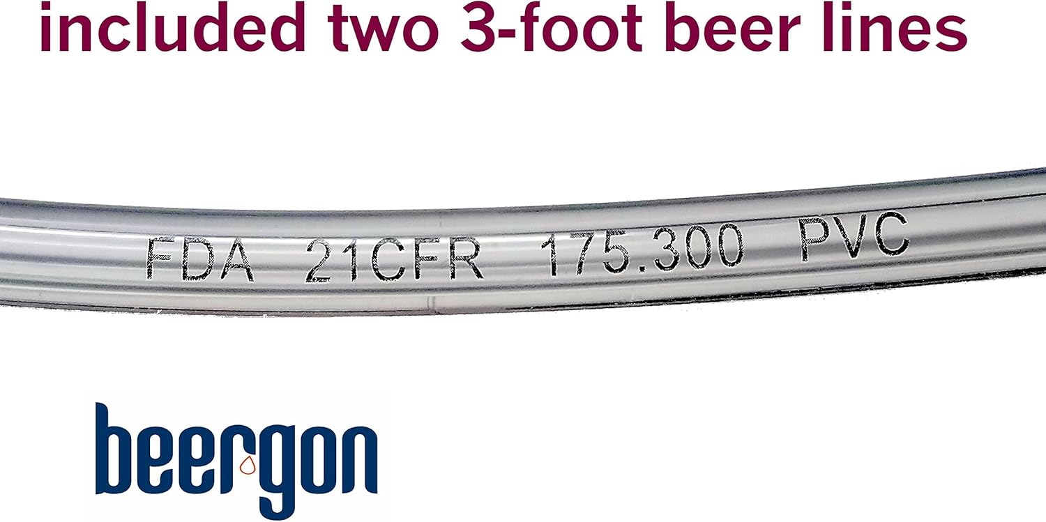 Double Tap Draft Beer Tower - 2-Tap Beer Column 13-inch High by 3-inch Diameter - Stainless Steel Body with Unique Black Satin Finish - Silver Chrome Finish Faucets - BEERGON BT-1000