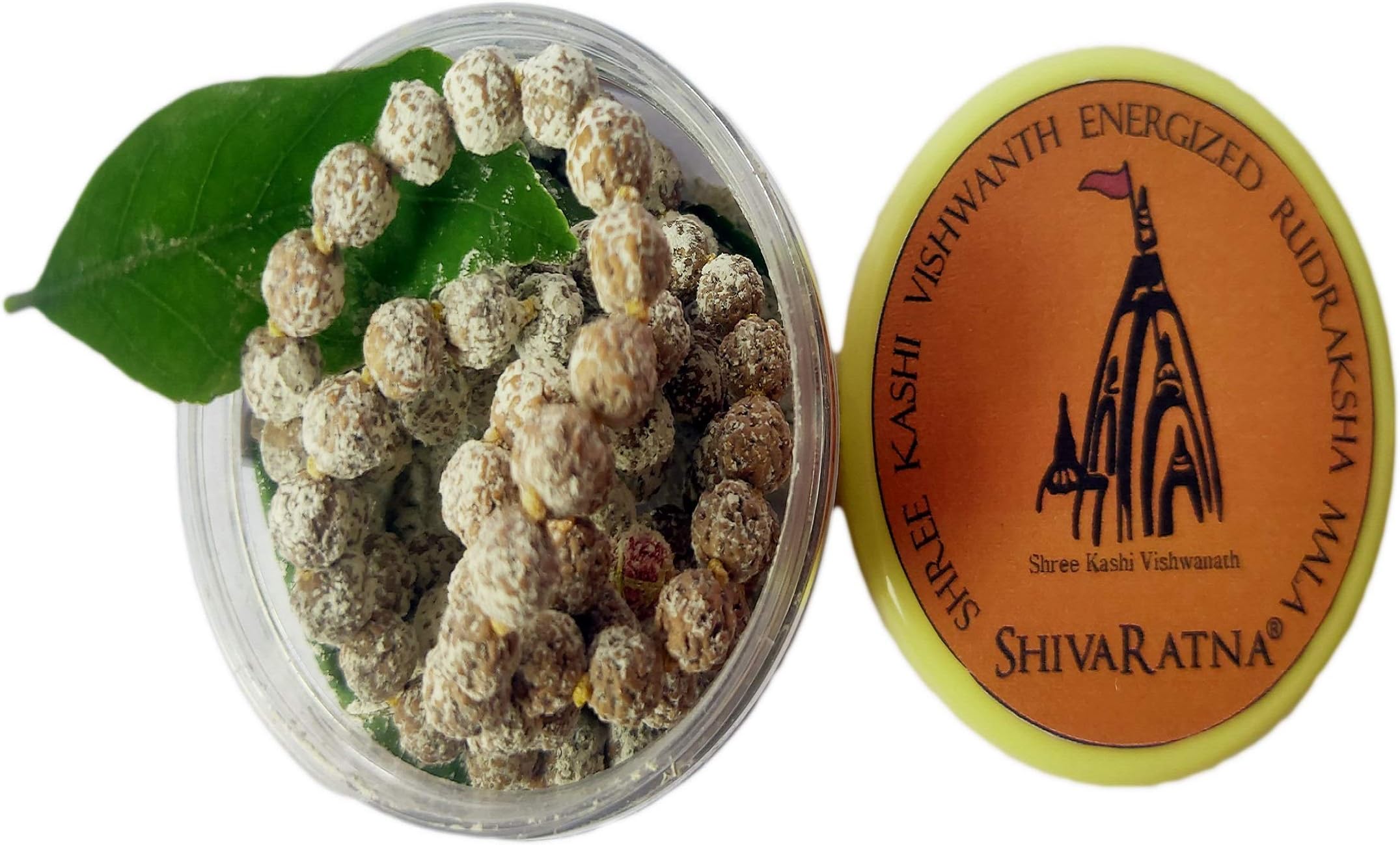SHIVARATNA Energized Rudraksha Mala 108+1 Beads ( Energized From Kashi Viswanaath Temple With Bhasmi & Belpatra ), Brown