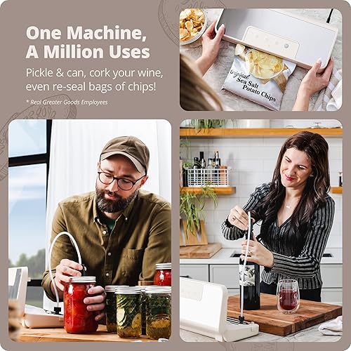 Miniatura 6 de Greater Goods Sellador al vacío potente, compacto, con funciones 4 en 1, cortador integrado y bolsas de sellado al vacío, ideal para almacenamiento