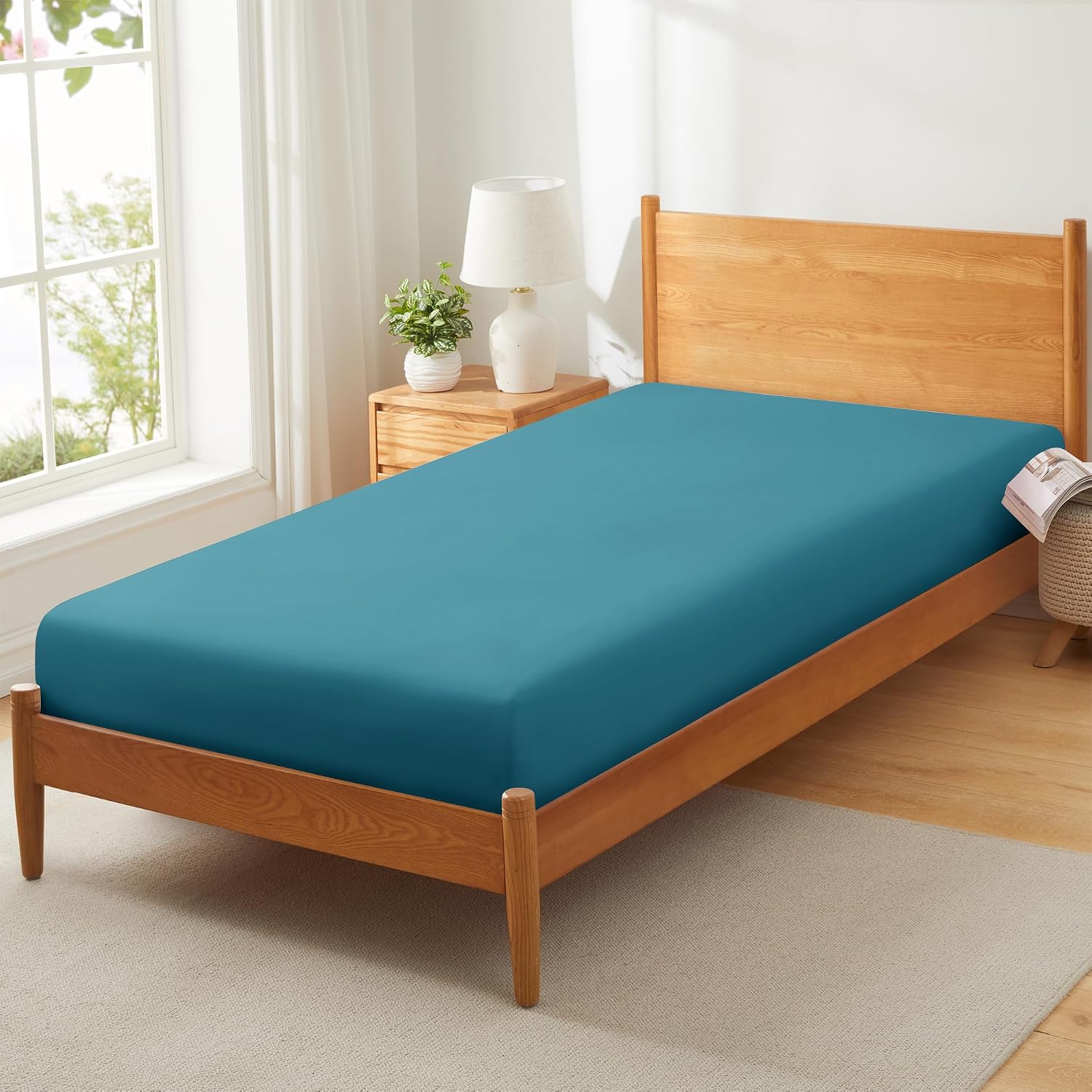 Vonty 1Pcs Teal Cot Sheets 31" x 75" - 1800 Thread Count Cot Microfiber Fitted Sheets Only, Breathable & Soft Camper Bunk Fitted Bed Sheet Fit for Narrow Twin RV Bunk Guest Bed Matress