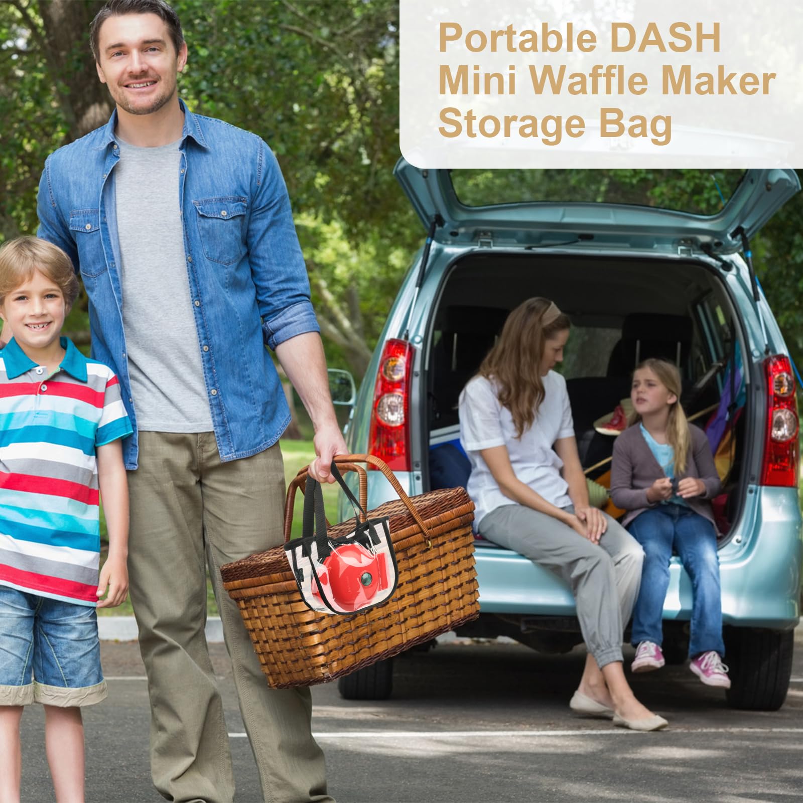 Bolsa de transporte compatible con DASH Mini waflera de 4 pulgadas, bolsa de almacenamiento para mini wafleras, bolsa organizadora transparente portátil para quienes aman hornear y cocinar 6