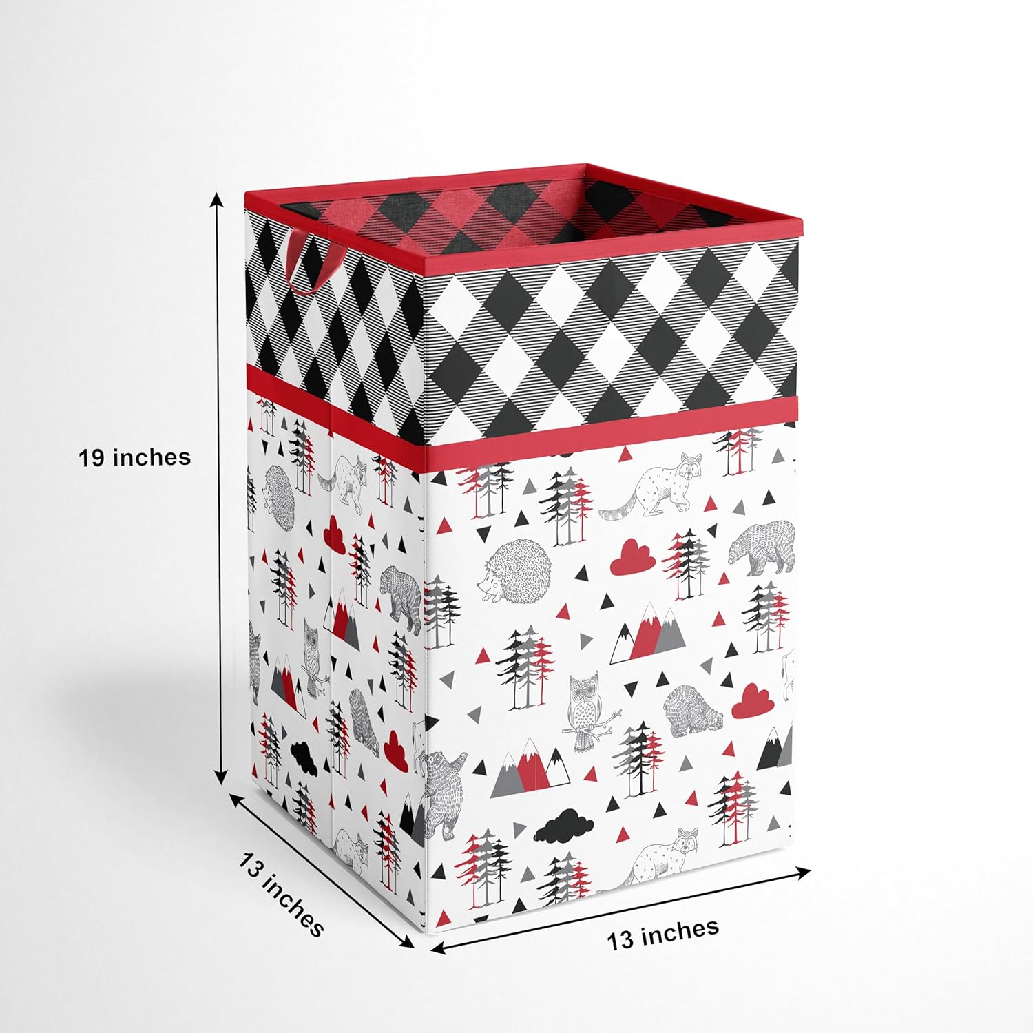 Bacati - Collapsible Hamper Lumberjack Red/Black/Gray