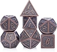 Vista 45 de Dados DND de metal mate rojo, DNDND 7 piezas de dados metálicos pesados D&D con hermoso estuche de regalo para juego de mesa Dungeons and Dragon