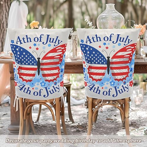 Miniatura 6 de 4th of July Independence Day Red Blue Butterfly Decorative Office Chair Slipcover for Family Gatherings Washable Slip Cover protectores de sillas