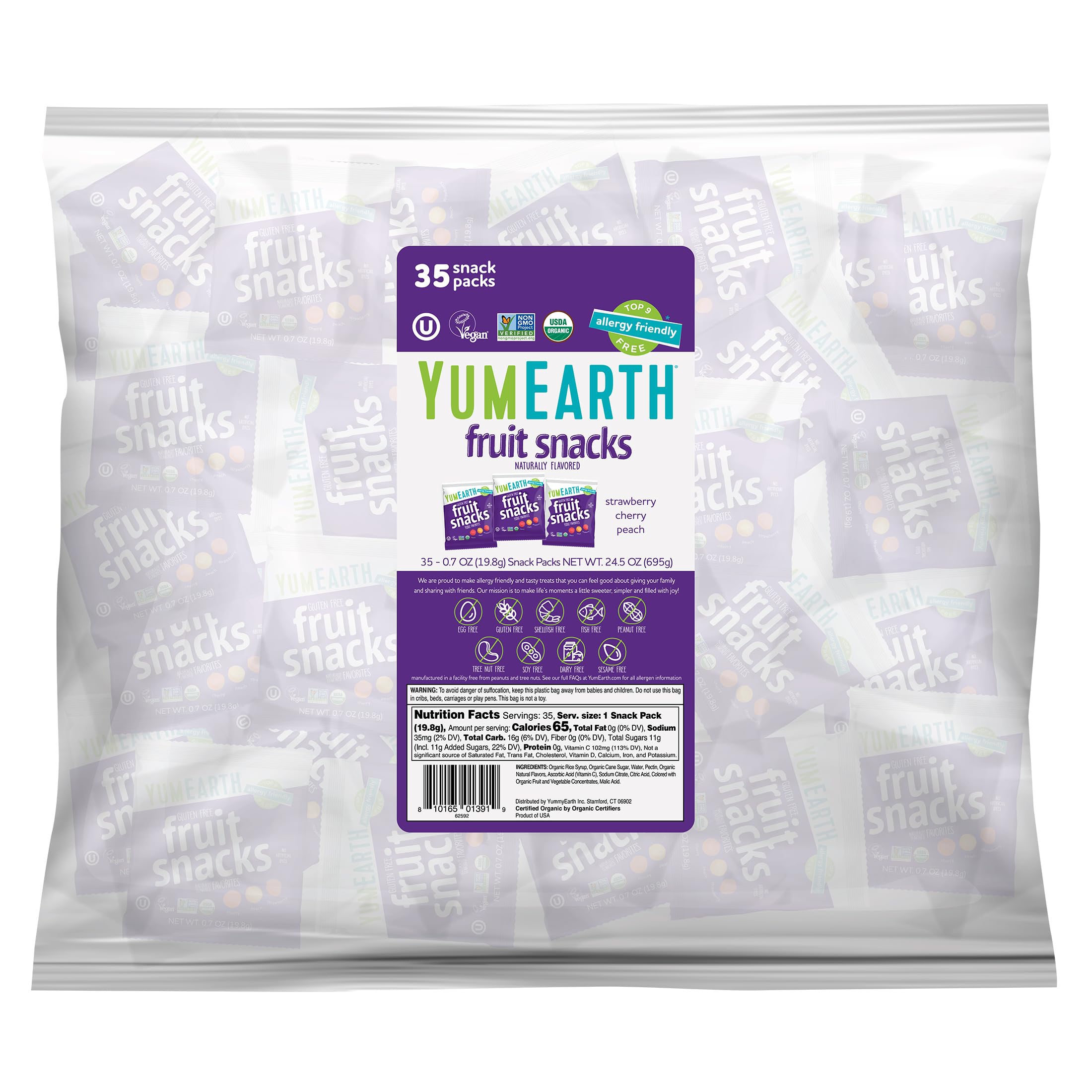 YumEarth, Organic Fruit Snacks, Favorites, 35 Snack Packs, 0.7 oz (19.8 g) Each