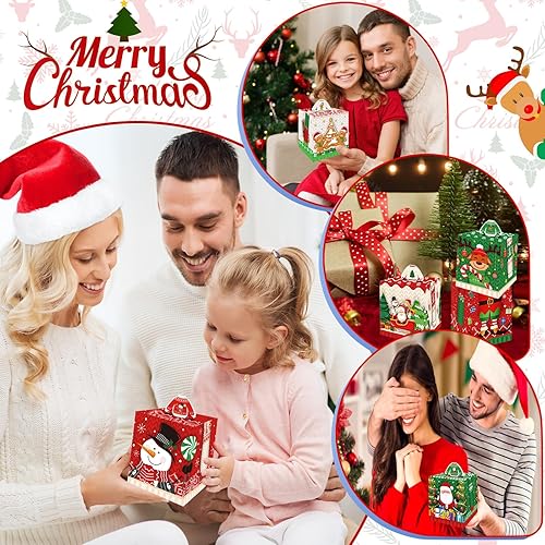 Miniatura 7 de Konsait Paquete de 24 cajas pequeñas de Navidad, cajas de regalo de Navidad de papel kraft a granel, cajas de regalo de Navidad para suéter feo 3D,