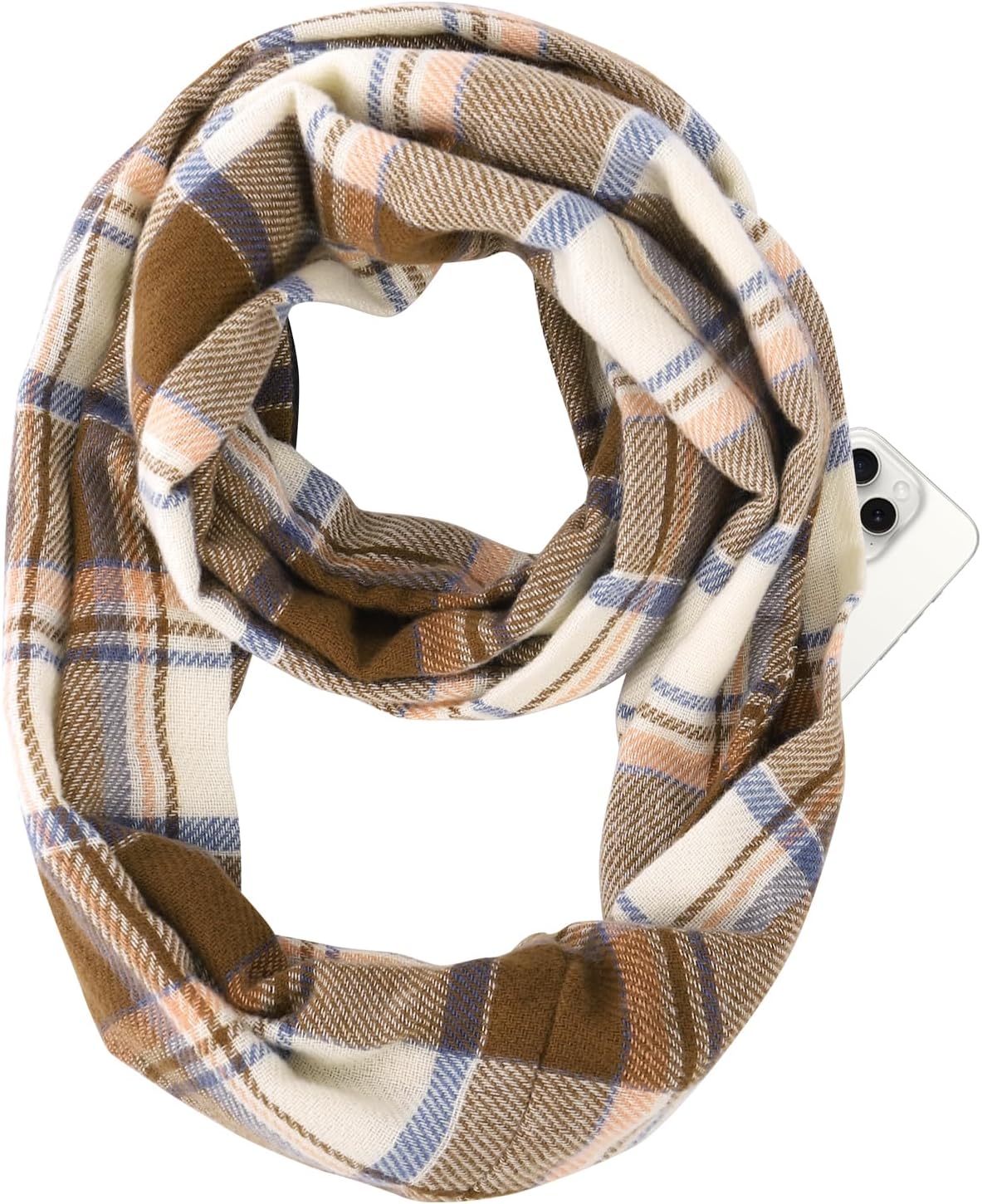 GERINLY Leopard Pocket Scarf for Women Warm Travel Zip Infinity Scarf for Winter - Image 5