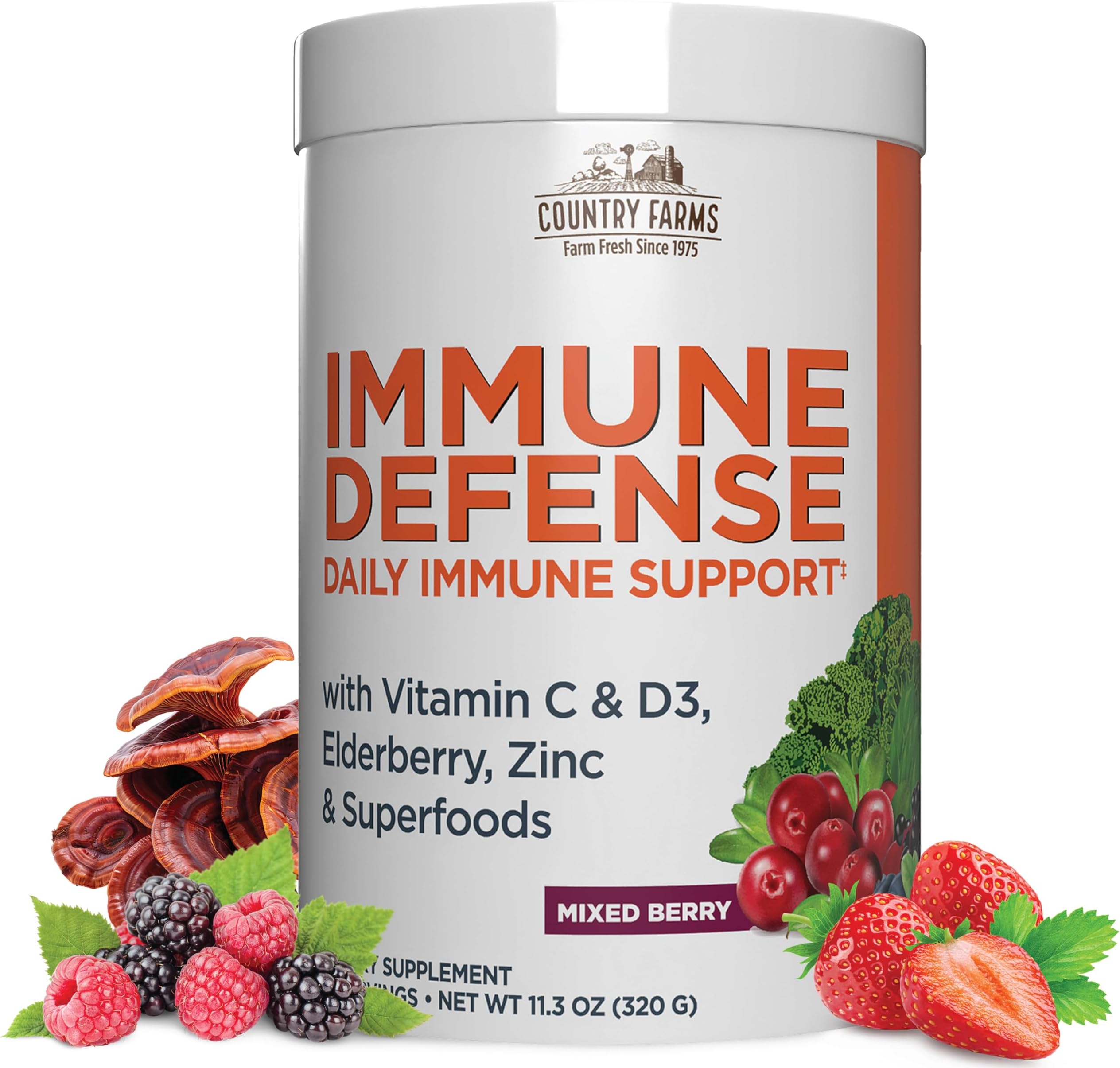 Country Farms Country Farms Immune Defense Superfoods Drink Mix Dietary Supplement Berry Flavor, 40 Servings