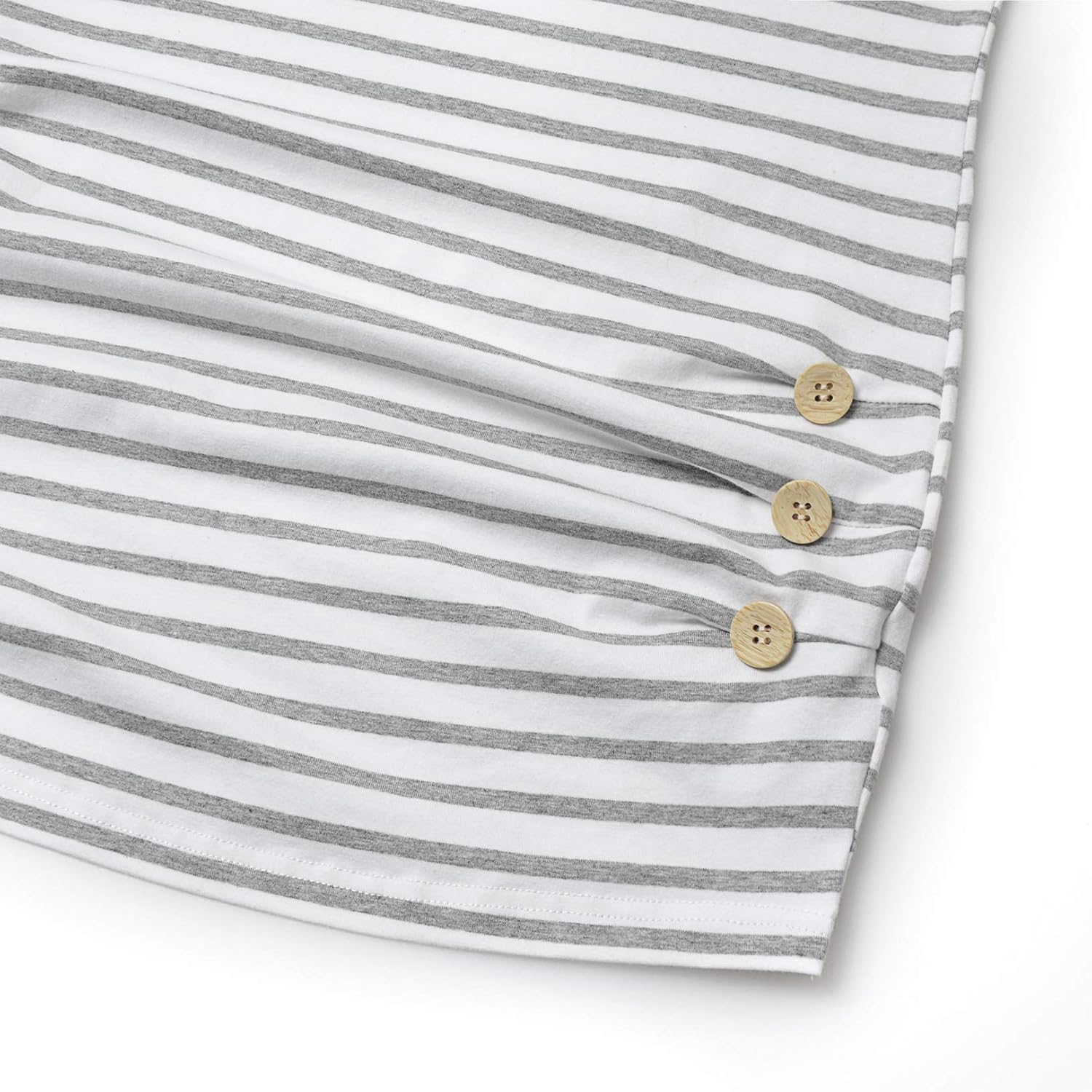 GINKANA Maternity Shirt Long Sleeve Basic Top Ruch Sides Buttons Tshirt for Pregnant - Image 4