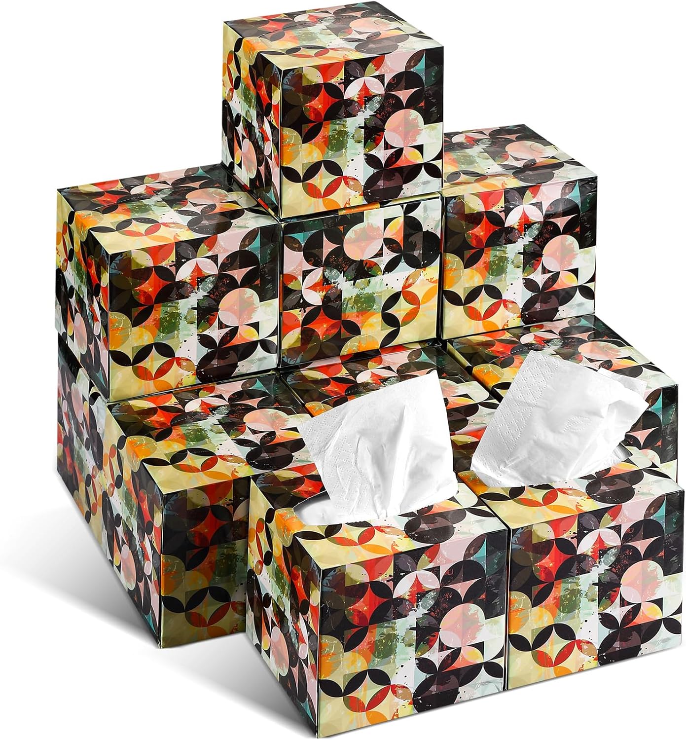 Fulmoon 12 Packs Facial Tissues Boxes Colorful Tissues Cube