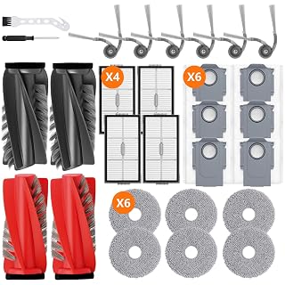 28 Pack Saros 10R Accessories for Roborock Saros 10R/Qrevo CurvX/G20s Ultra Vacuum, Replacement Part with 2 Red Roller,2 Black Roller,4 Hepa,6 Mop,6 Dust Bag,6 Side Brush,1 Screwdriver,1 Clean Brush - Amazon product rated Grade A