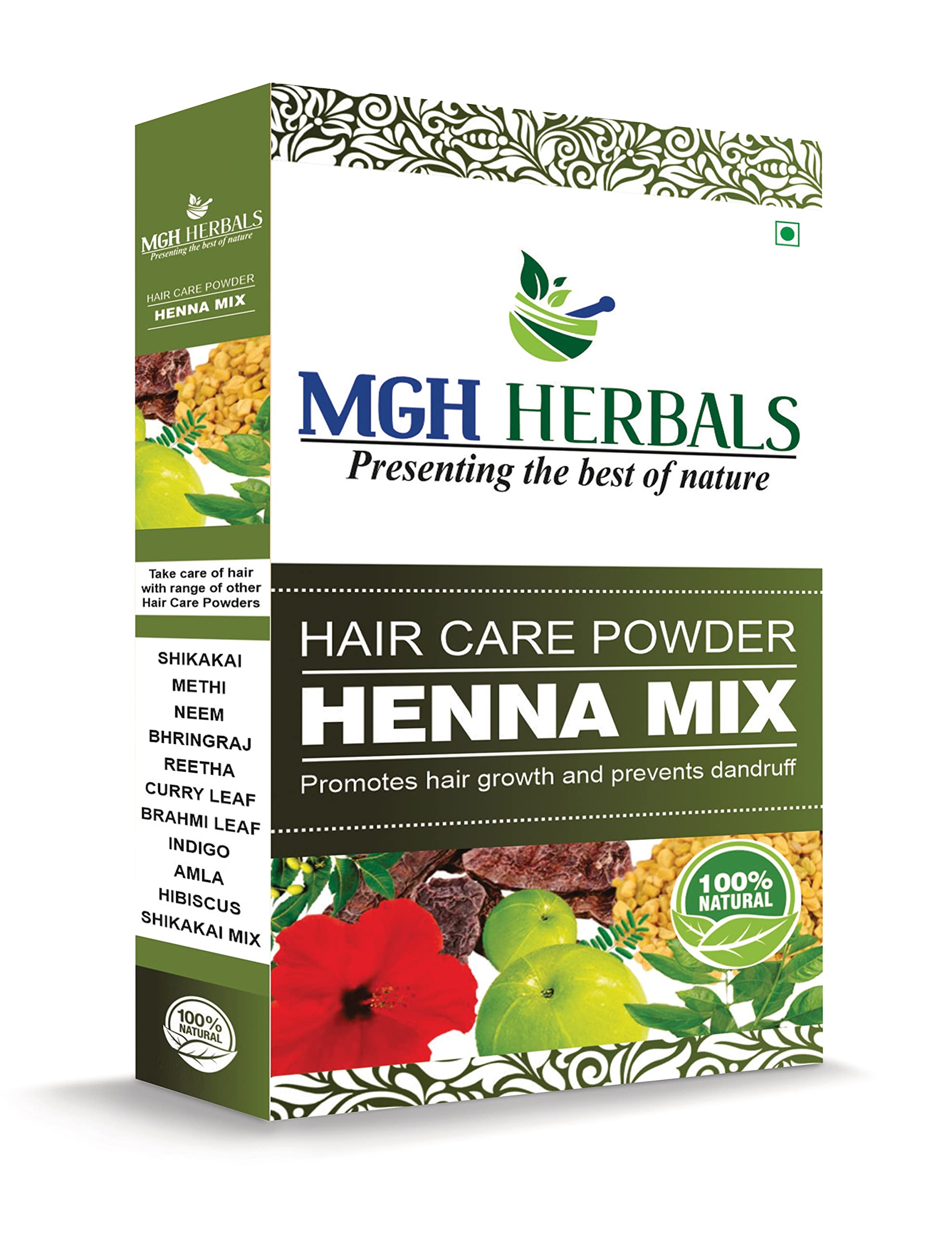 MGH Herbals 100% Natural Organic Henna Mix Powder (500g) Enriched With Exotic Herbs Powder For Hair Colour & Conditioning