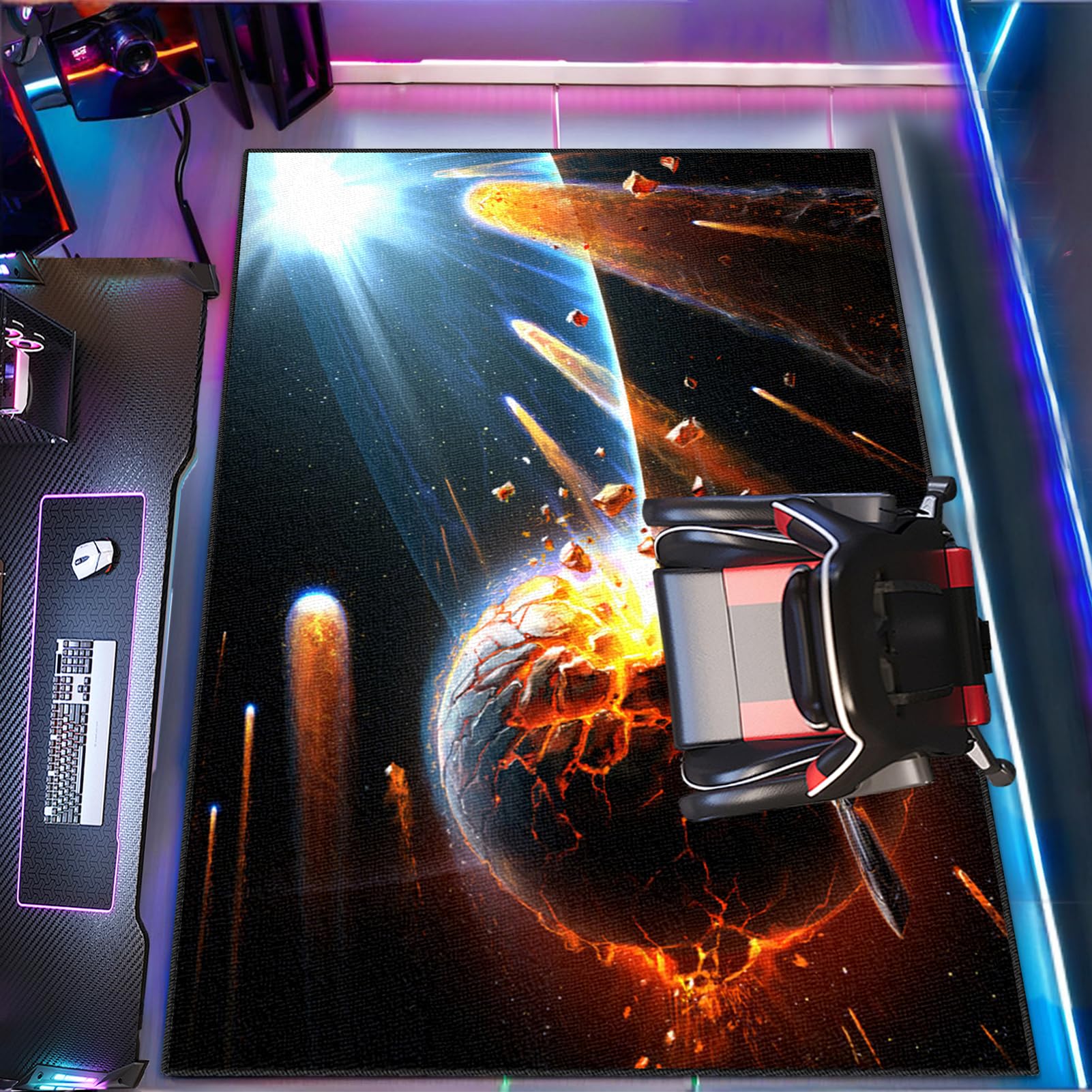 Tappeto da Gaming 3D Tappeto da Gioco per Camera da Letto dei Ragazzi, Lavabile Grande Antiscivolo Decorazione per Soggiorno Stanza dei Giochi Ragazzo Bambini Passatoia Corridoio Ufficio 100 x 160 cm